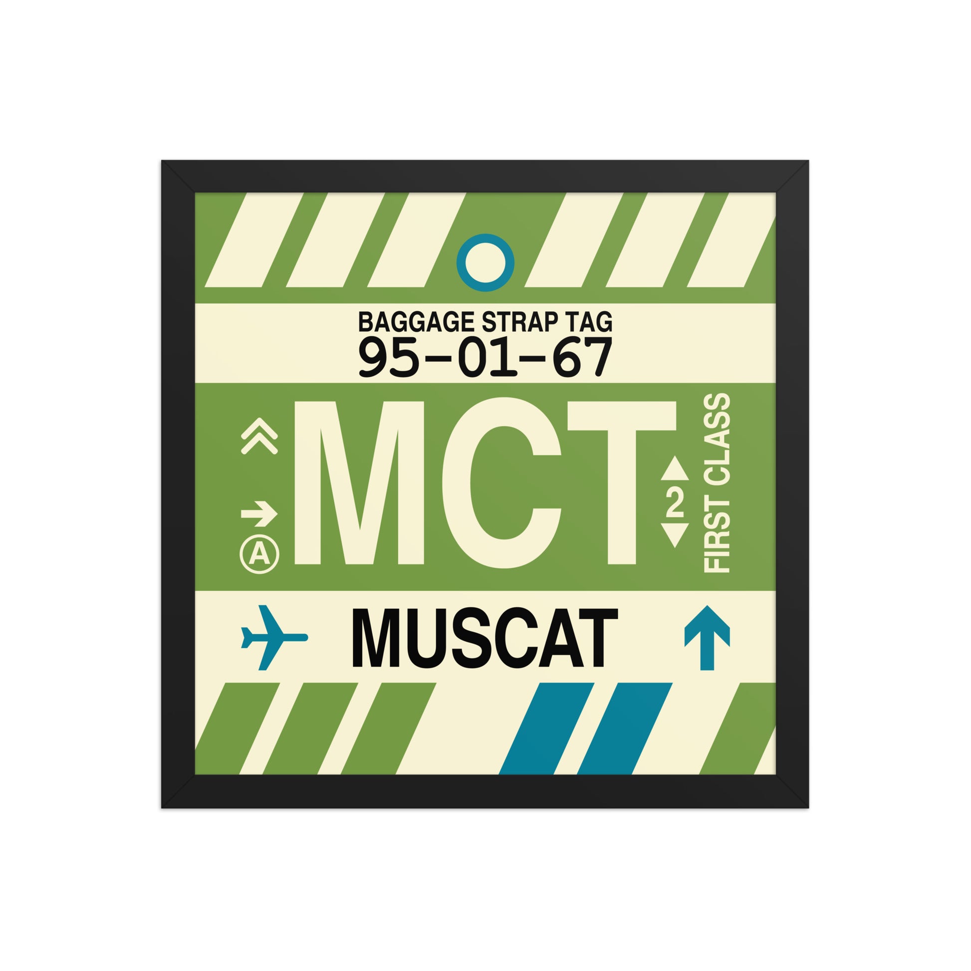 MCT Muscat Framed Print • Jet Age Baggage Tag Design • YHM Designs - Image 04