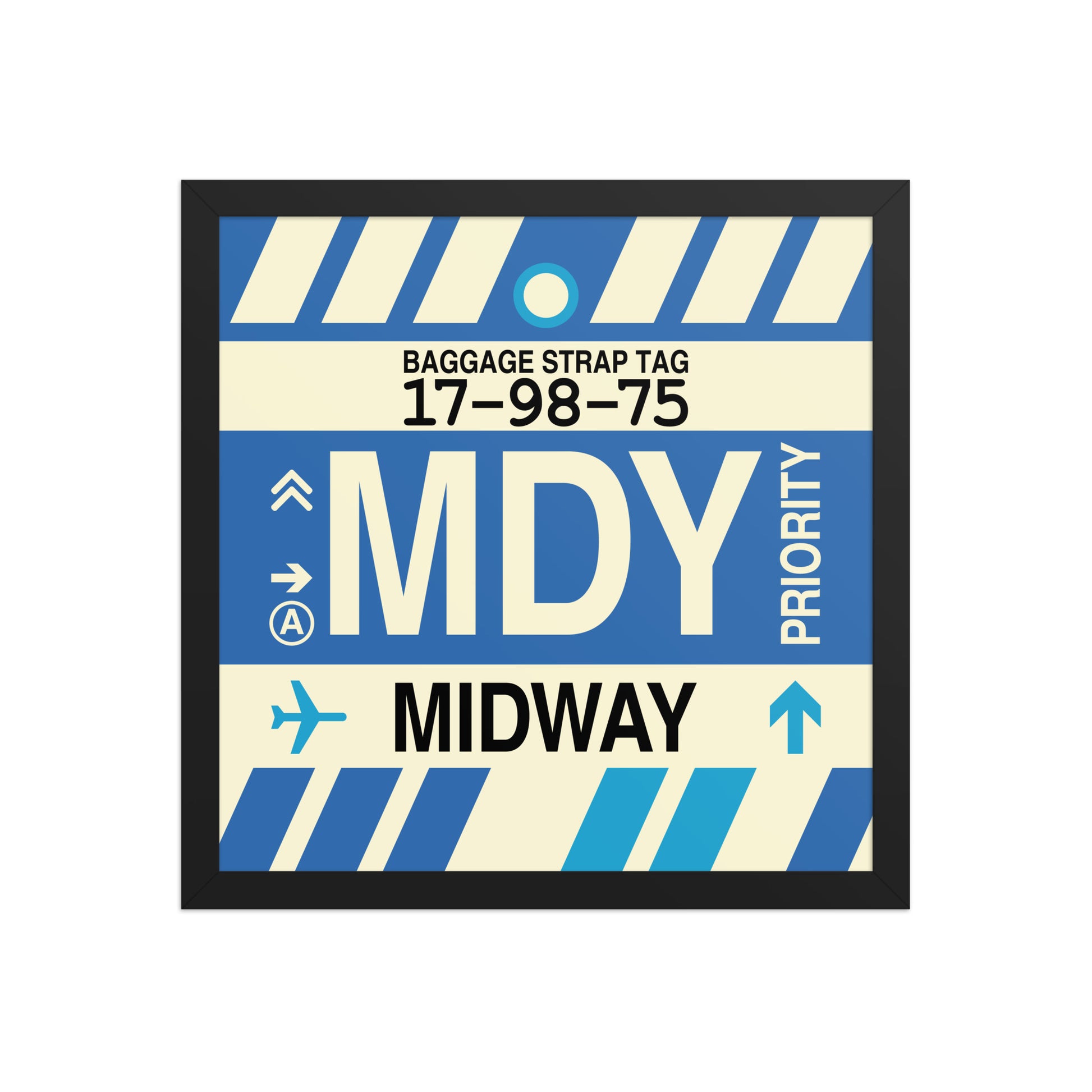 MDY Midway Framed Print • Jet Age Baggage Tag Design • YHM Designs - Image 04