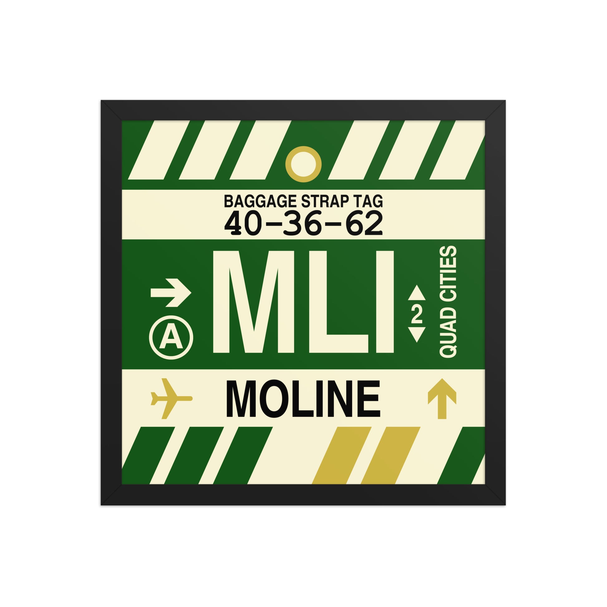 MLI Moline Framed Print • Jet Age Baggage Tag Design • YHM Designs - Image 04