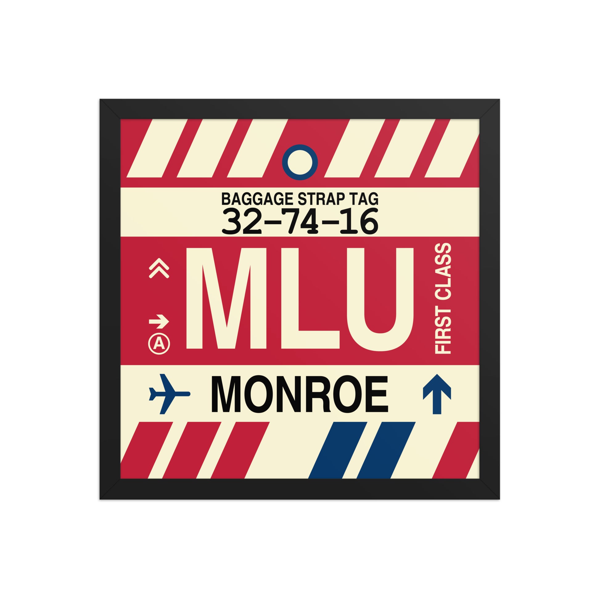 MLU Monroe Framed Print • Jet Age Baggage Tag Design • YHM Designs - Image 04