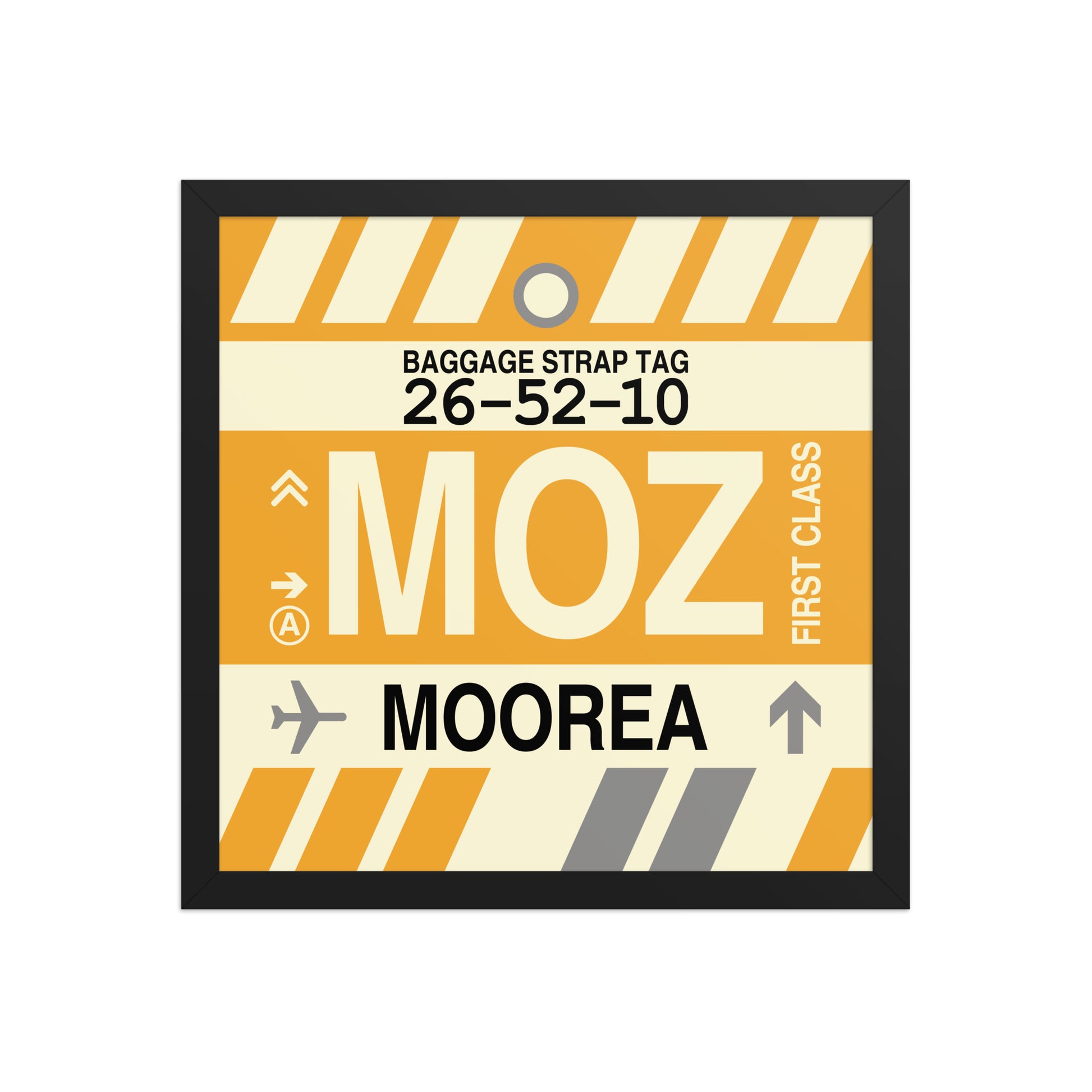 MOZ Moorea Framed Print • Jet Age Baggage Tag Design • YHM Designs - Image 04