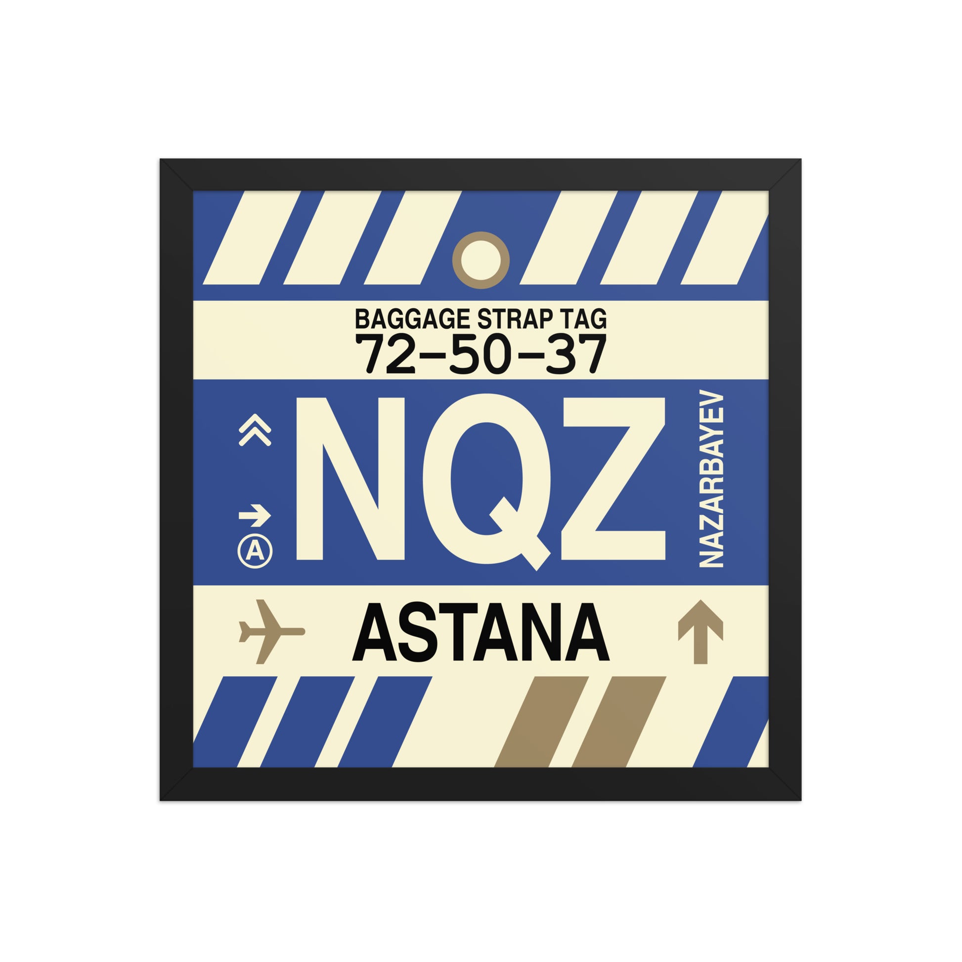 NQZ Astana Framed Print • Jet Age Baggage Tag Design • YHM Designs - Image 04