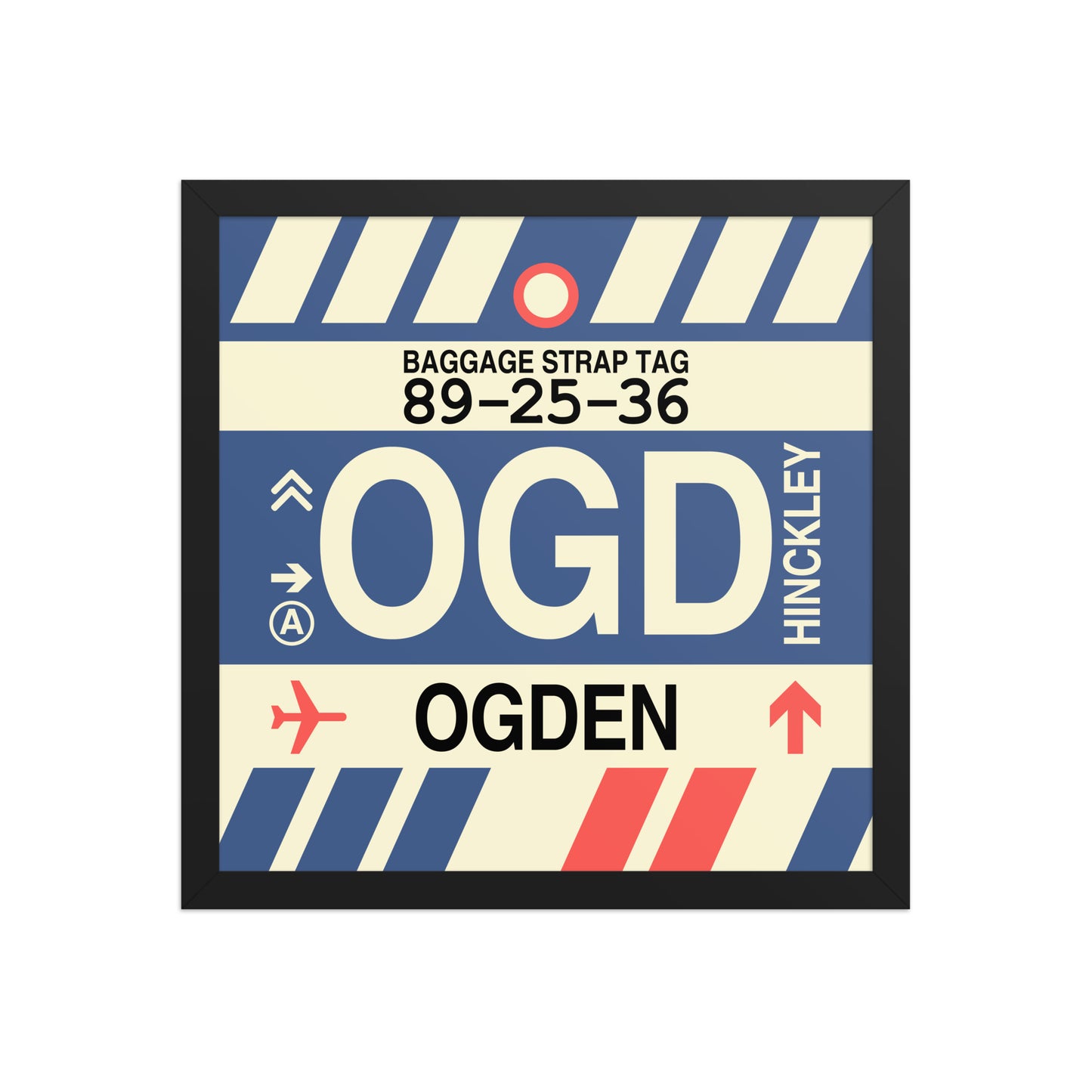 OGD Ogden Framed Print • Jet Age Baggage Tag Design • YHM Designs - Image 04