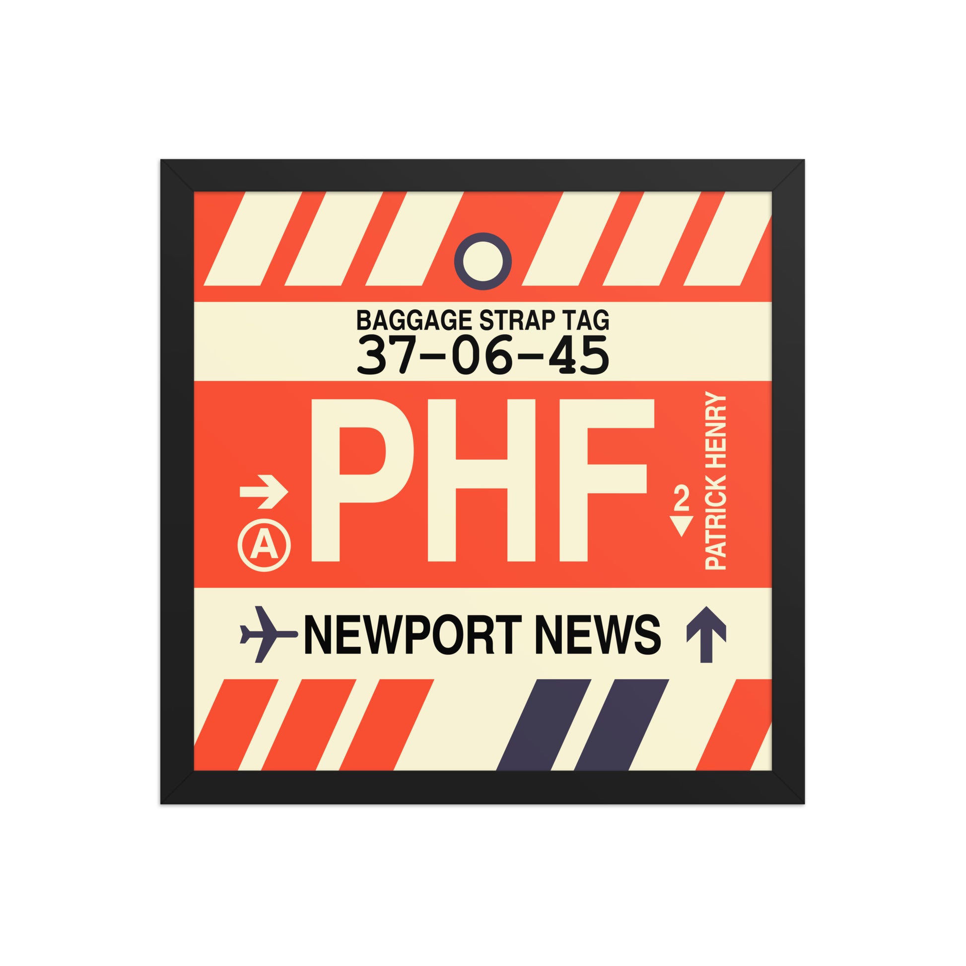 PHF Newport News Framed Print • Jet Age Baggage Tag Design • YHM Designs - Image 04