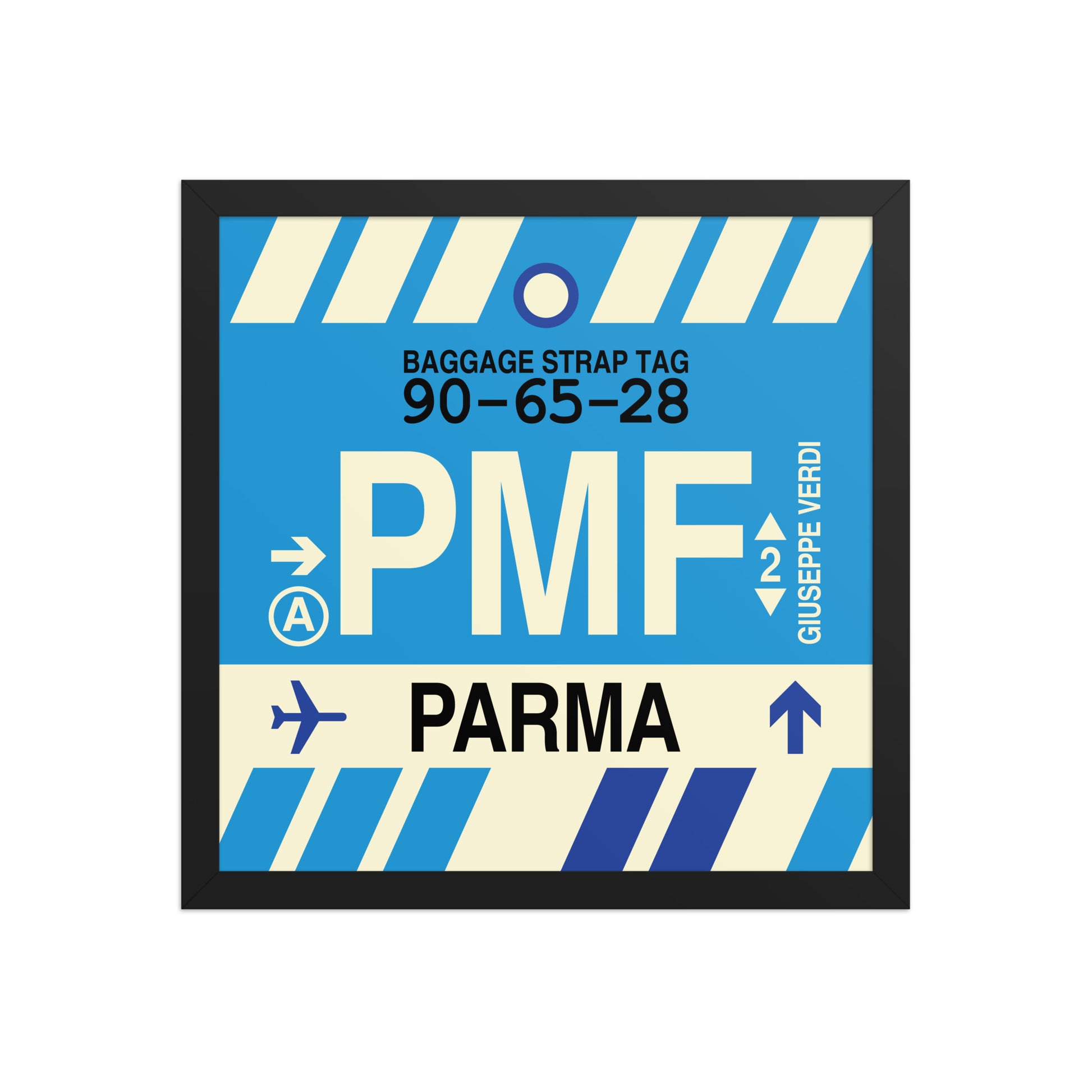 PMF Parma Framed Print • Jet Age Baggage Tag Design • YHM Designs - Image 04