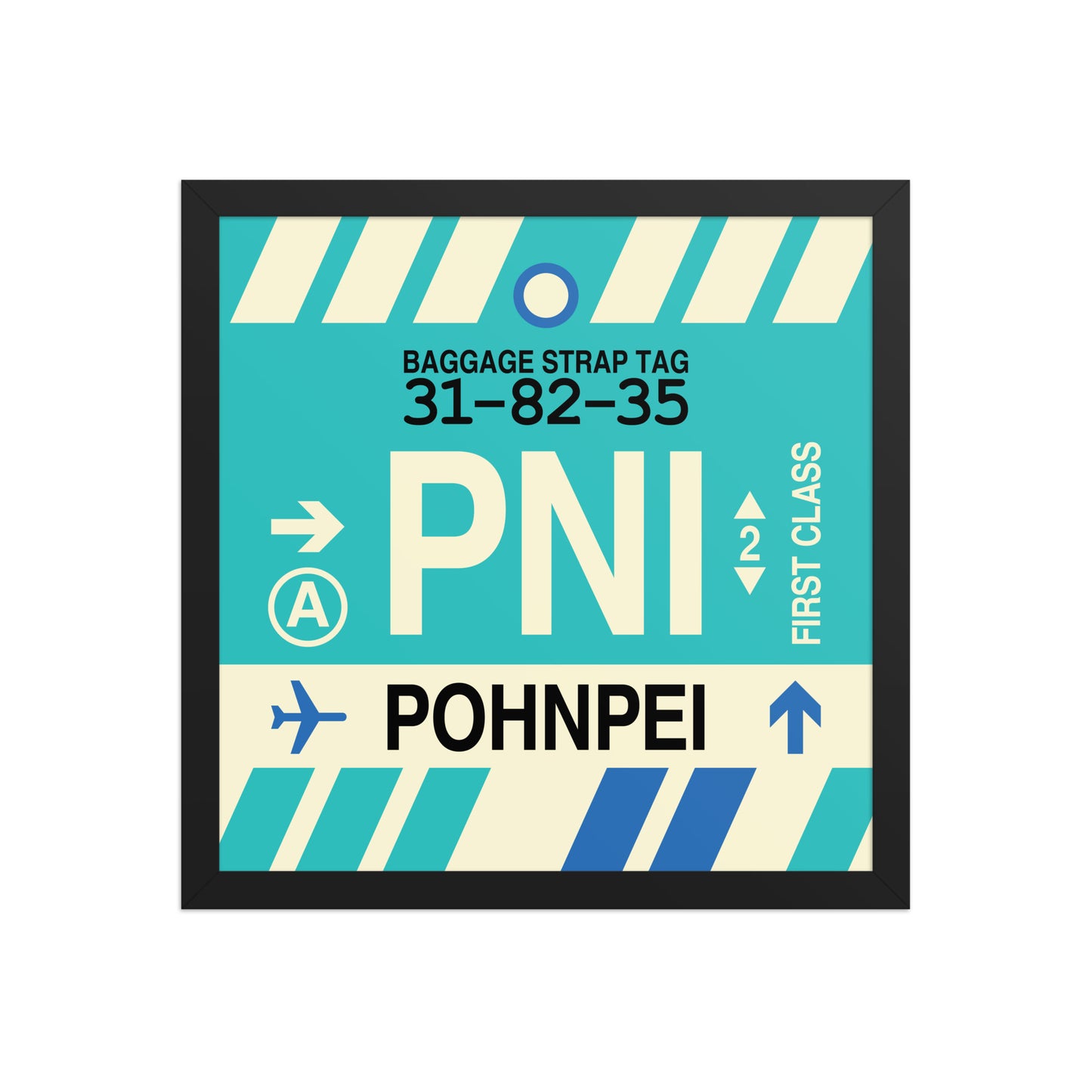 PNI Pohnpei Framed Print • Jet Age Baggage Tag Design • YHM Designs - Image 04