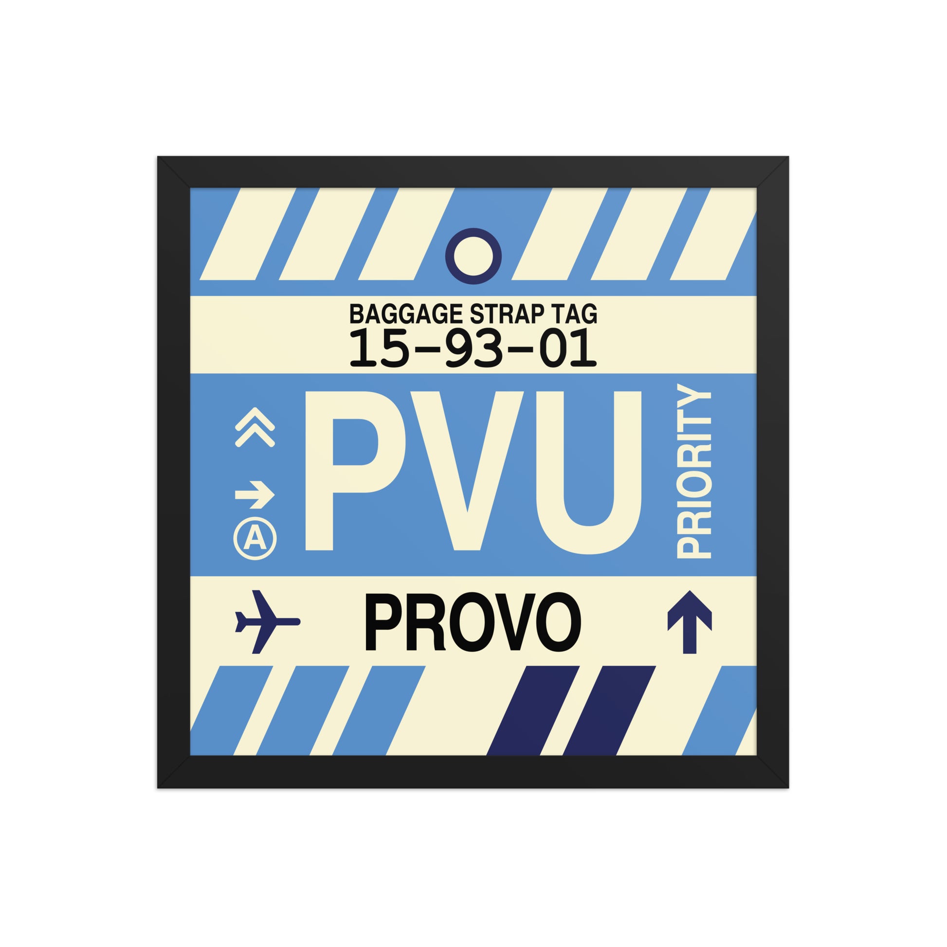 PVU Provo Framed Print • Jet Age Baggage Tag Design • YHM Designs - Image 04