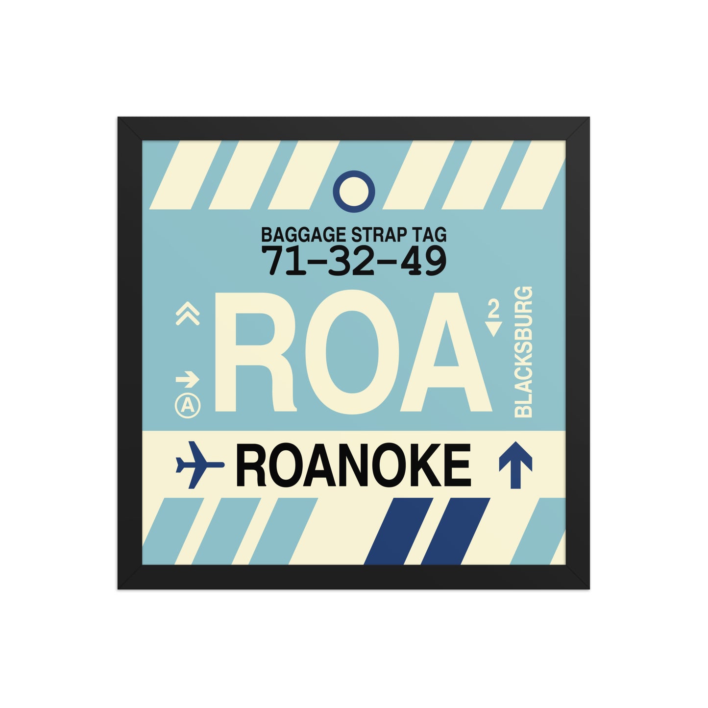 ROA Roanoke Framed Print • Jet Age Baggage Tag Design • YHM Designs - Image 04