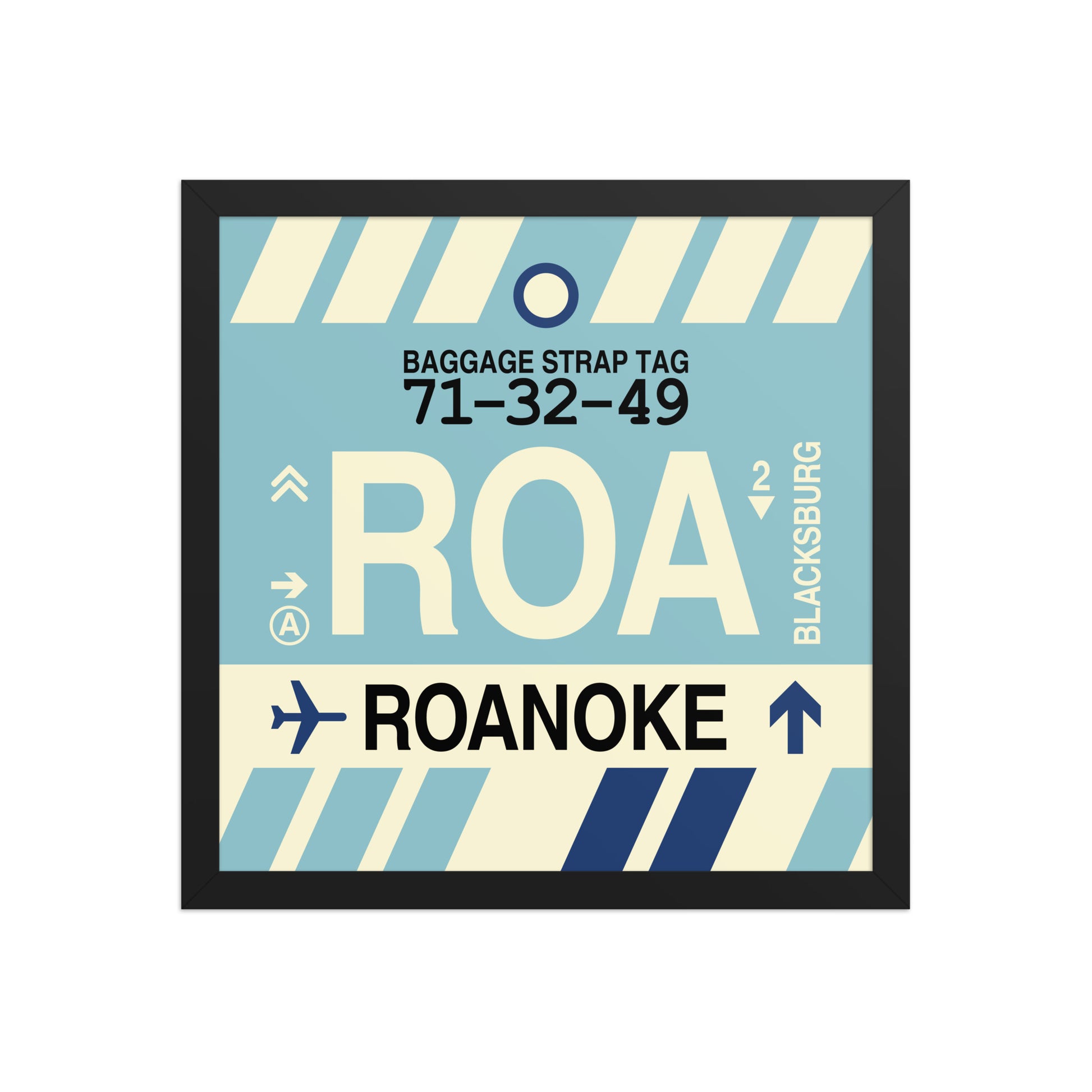 ROA Roanoke Framed Print • Jet Age Baggage Tag Design • YHM Designs - Image 04