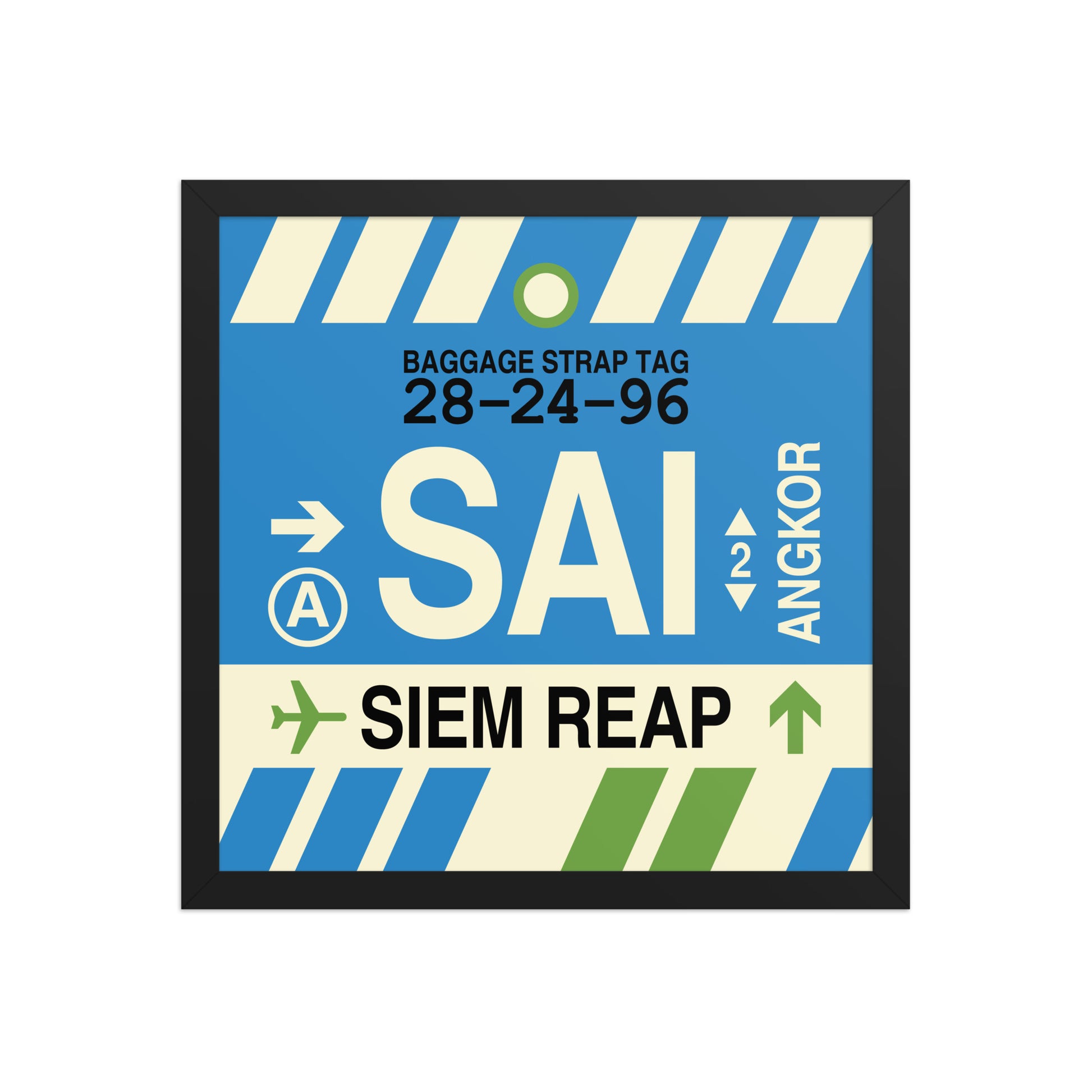 SAI Siem Reap-Angkor Framed Print • Jet Age Baggage Tag Design • YHM Designs - Image 04