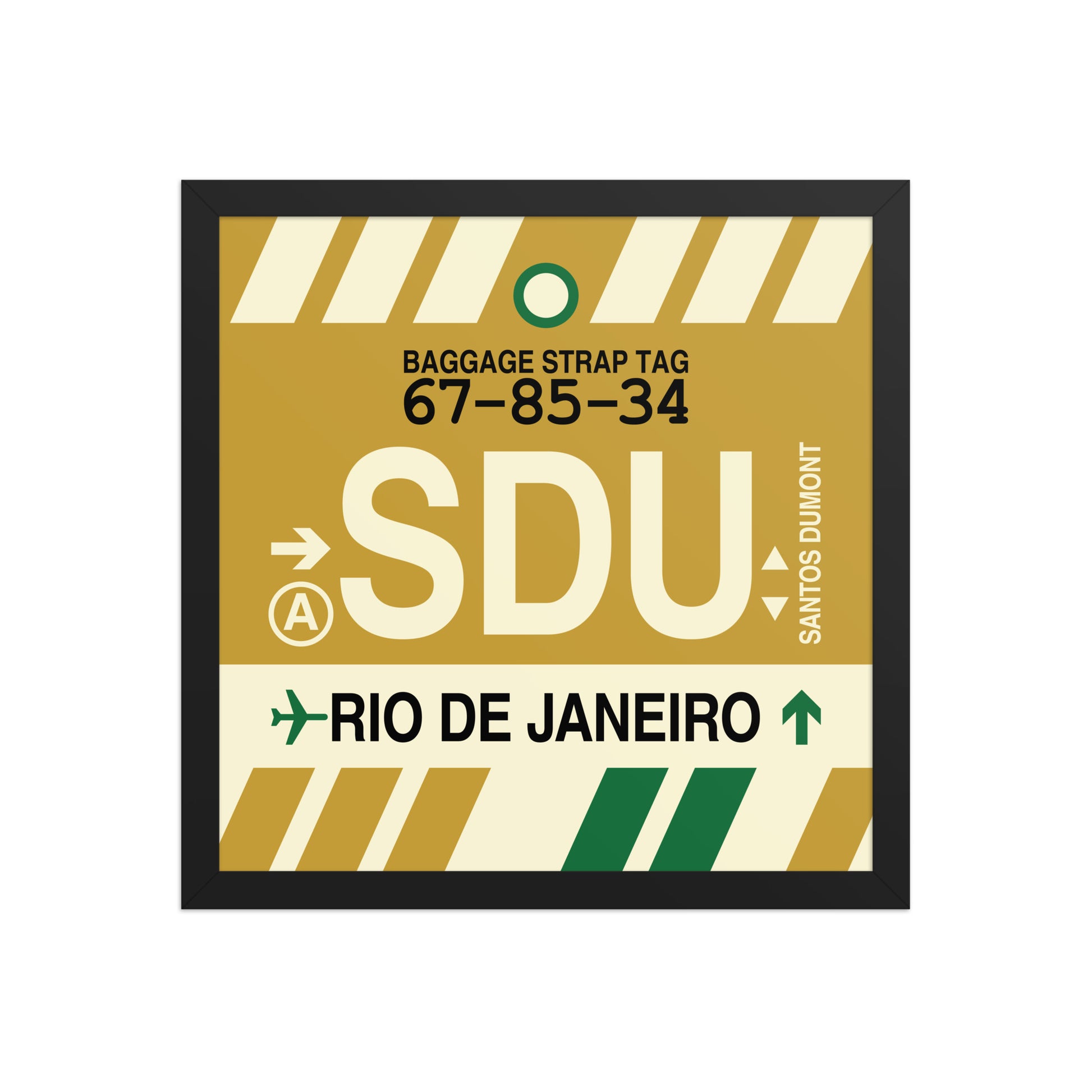 SDU Rio de Janeiro Framed Print • Jet Age Baggage Tag Design • YHM Designs - Image 04