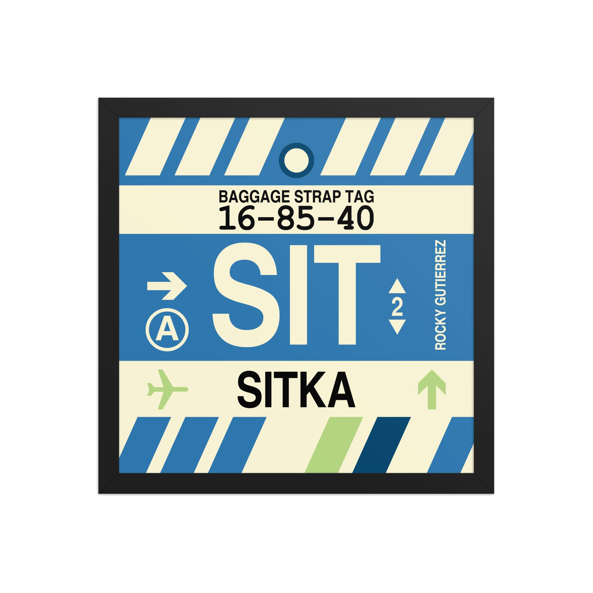 SIT Sitka Framed Print • Jet Age Baggage Tag Design • YHM Designs - Image 04