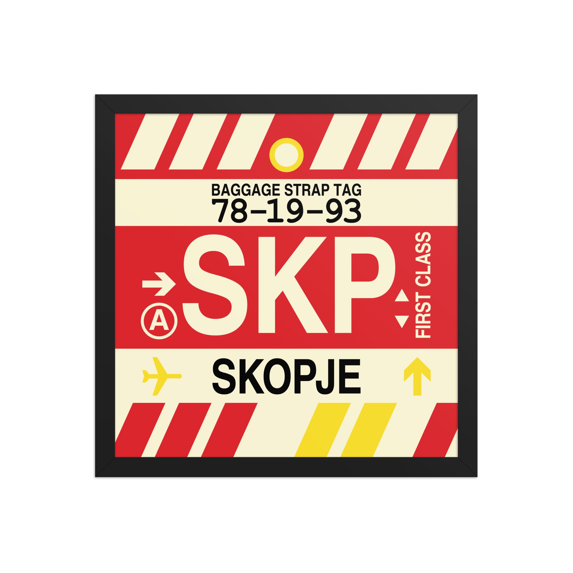 SKP Skopje Framed Print • Jet Age Baggage Tag Design • YHM Designs - Image 04