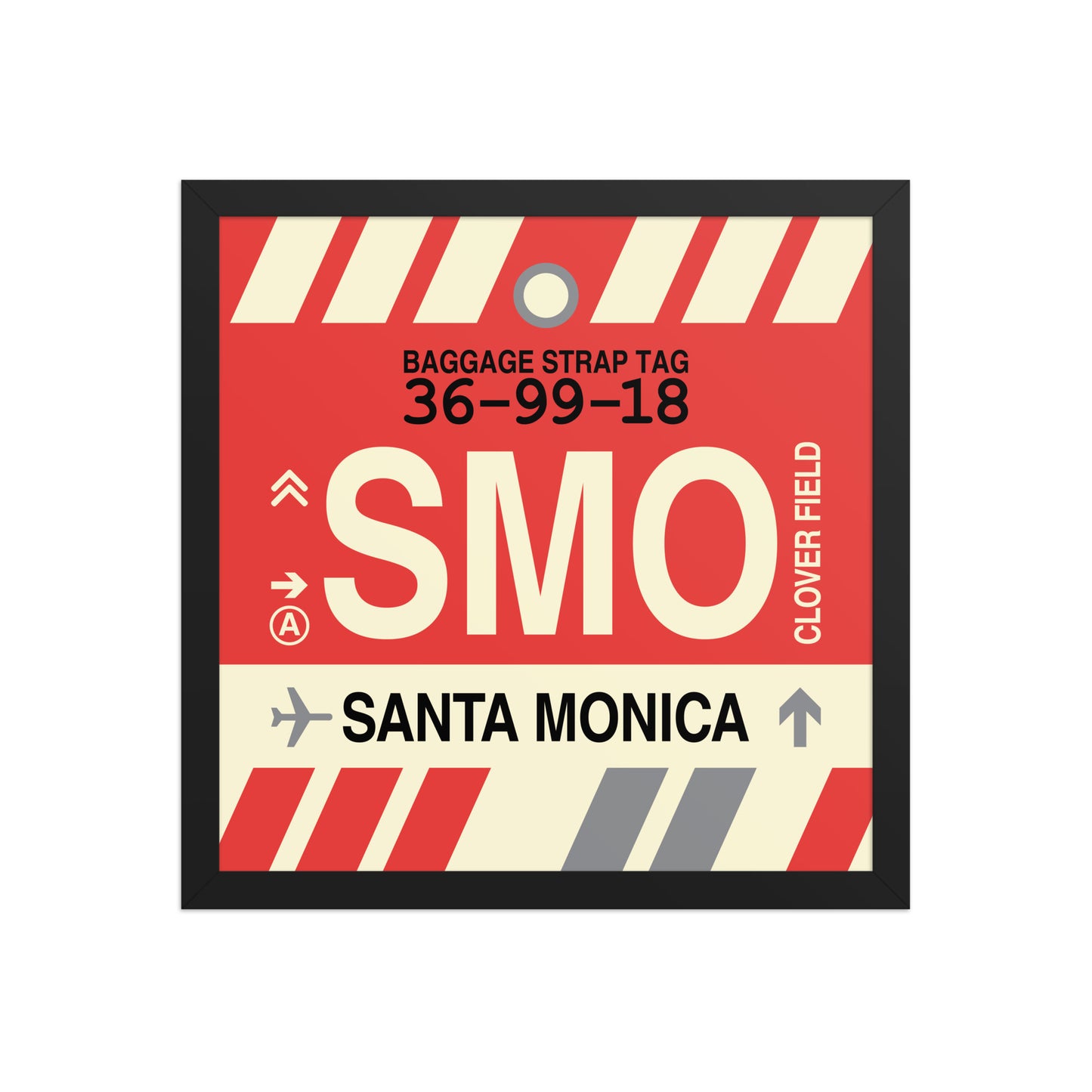 SMO Santa Monica Framed Print • Jet Age Baggage Tag Design • YHM Designs - Image 04