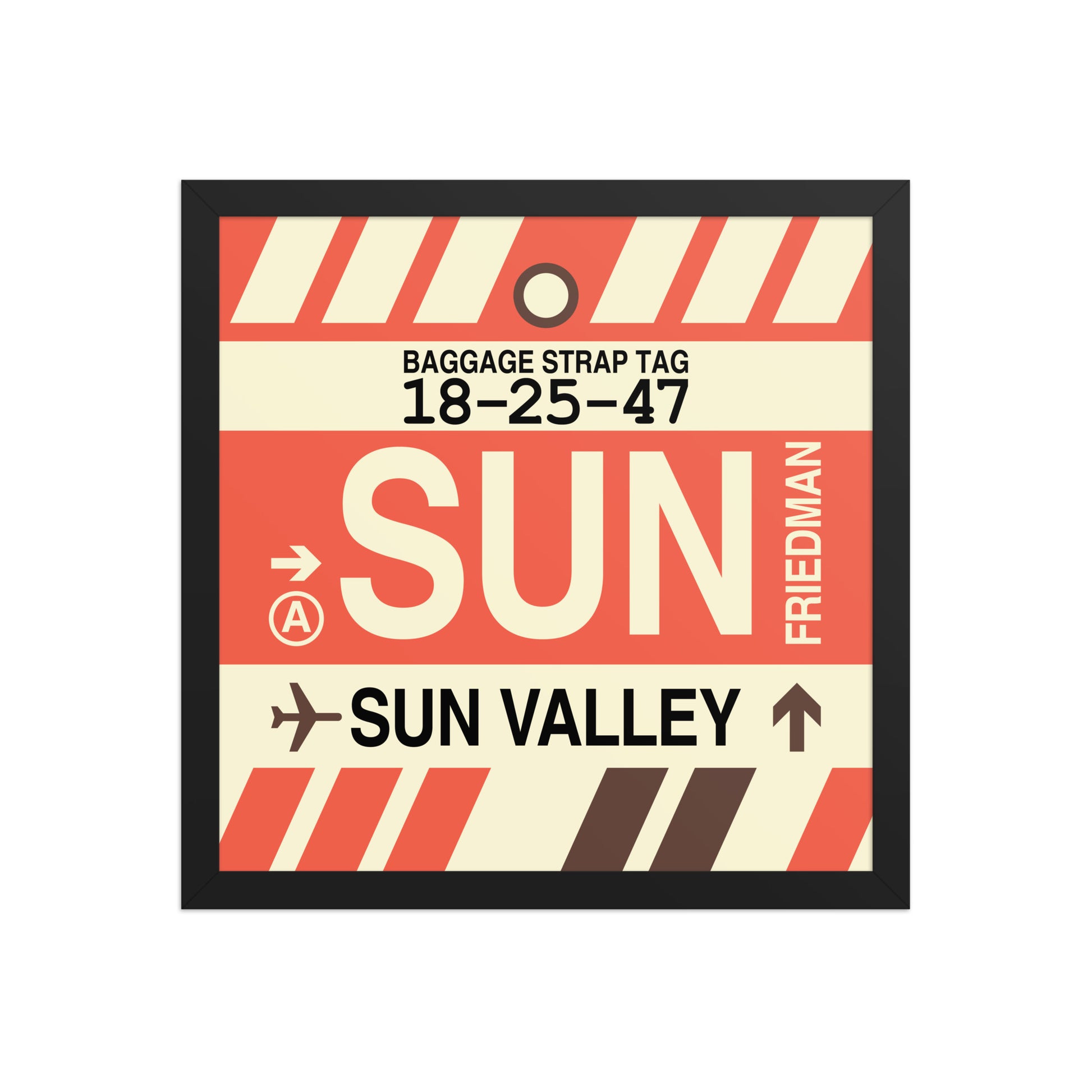 SUN Sun Valley Framed Print • Jet Age Baggage Tag Design • YHM Designs - Image 04