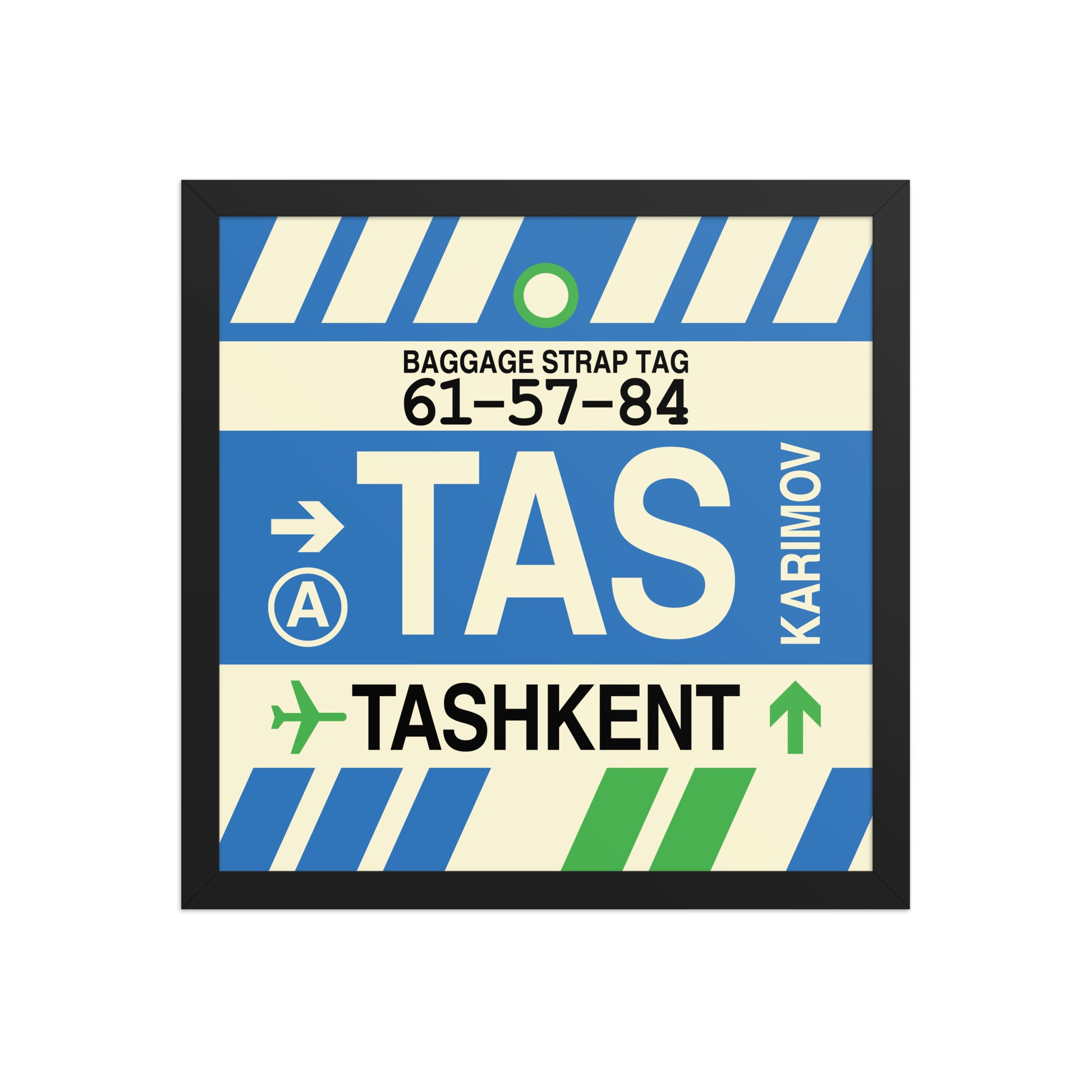 TAS Tashkent Framed Print • Jet Age Baggage Tag Design • YHM Designs - Image 04