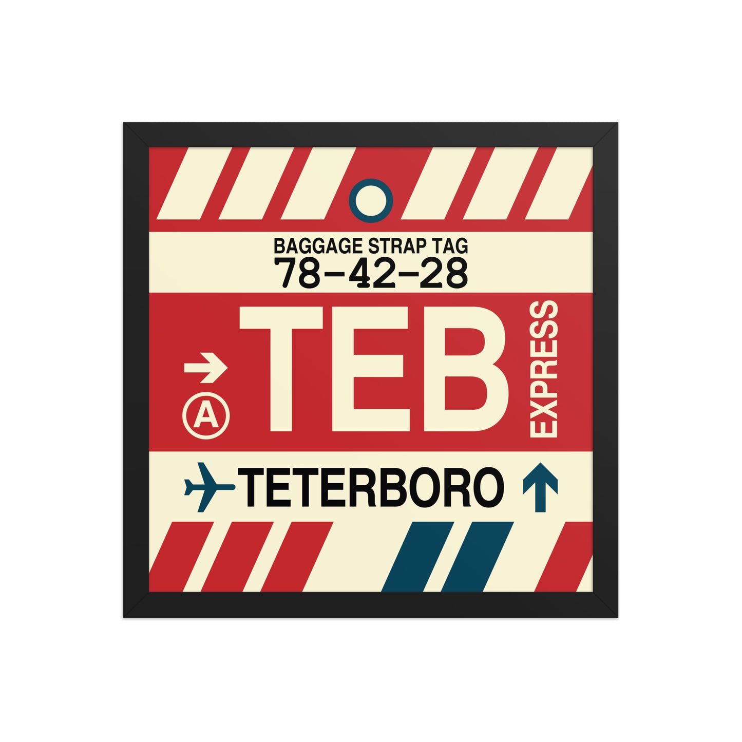TEB Teterboro Framed Print • Jet Age Baggage Tag Design • YHM Designs - Image 04