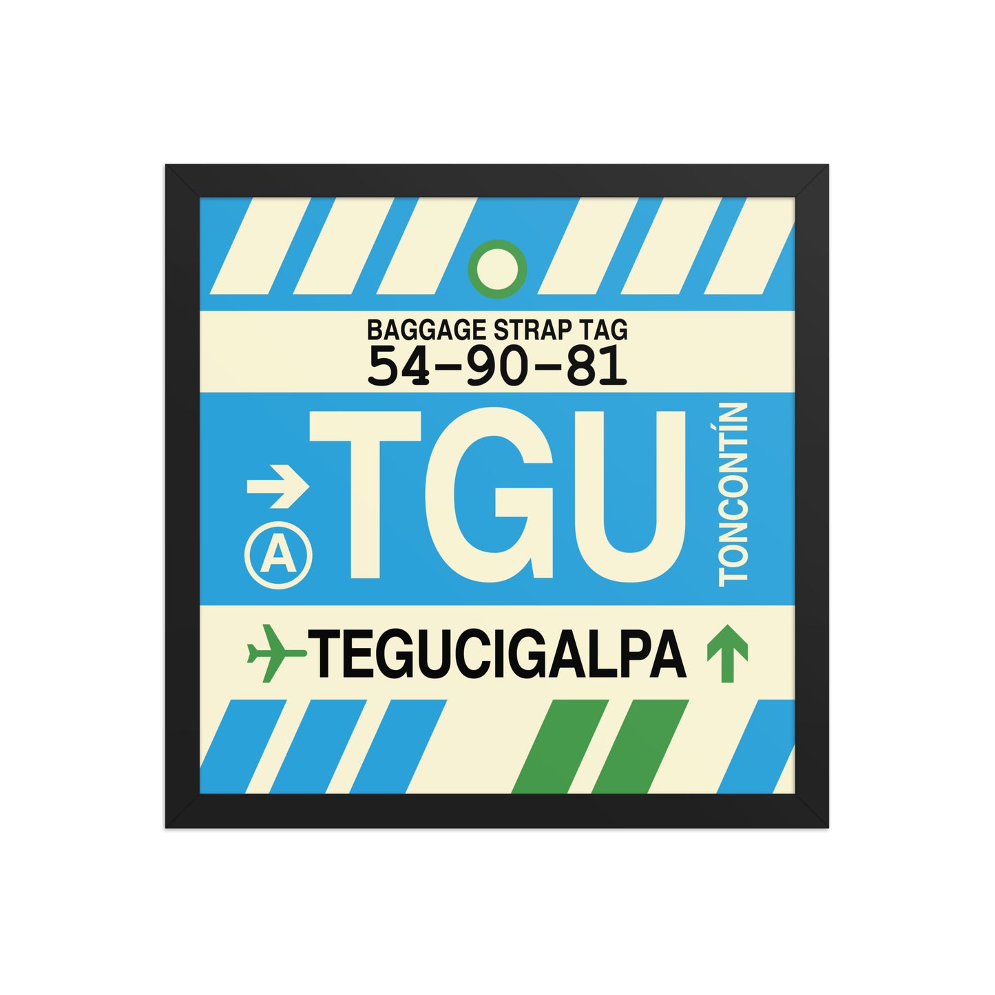 TGU Tegucigalpa Framed Print • Jet Age Baggage Tag Design • YHM Designs - Image 04