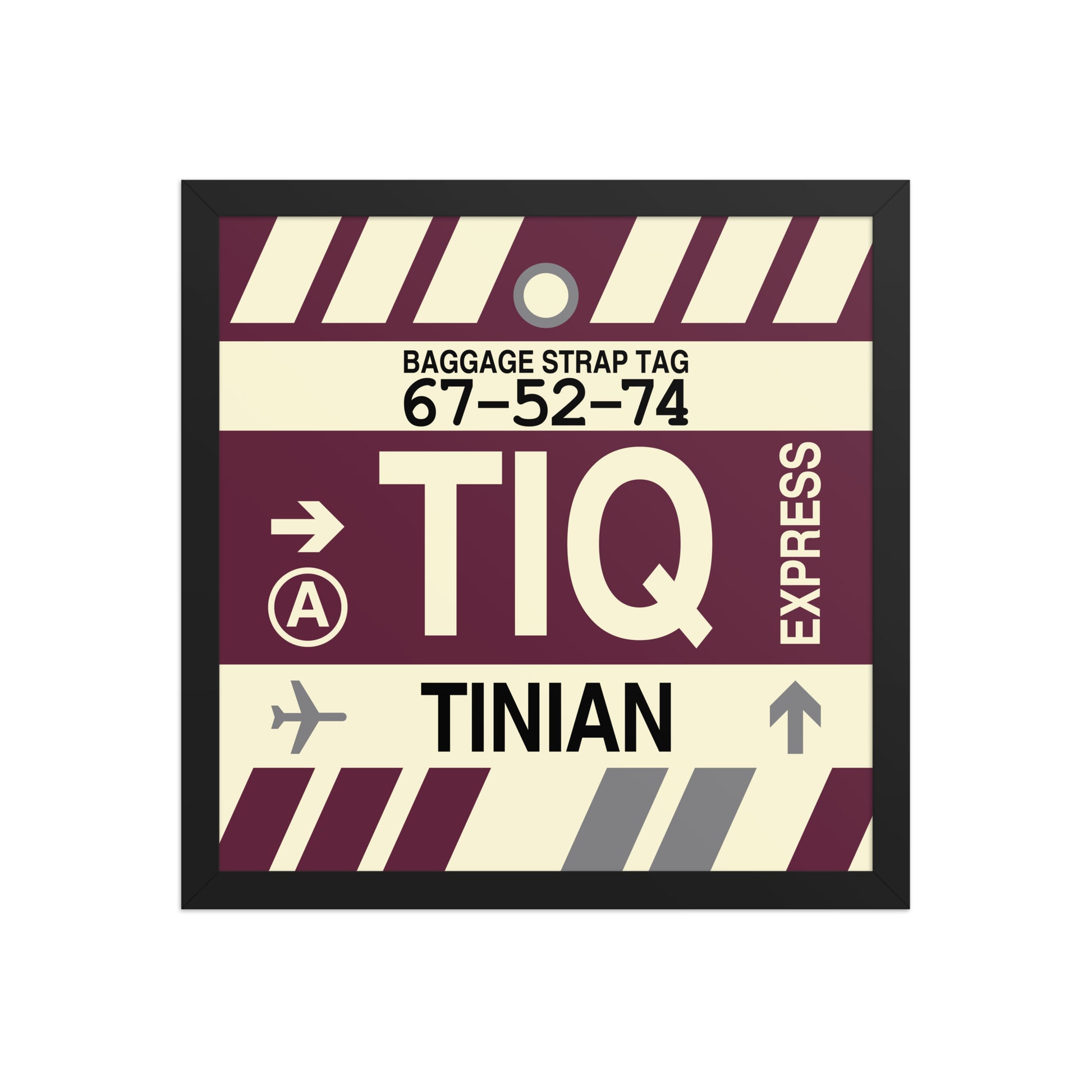 TIQ Tinian Framed Print • Jet Age Baggage Tag Design • YHM Designs - Image 04