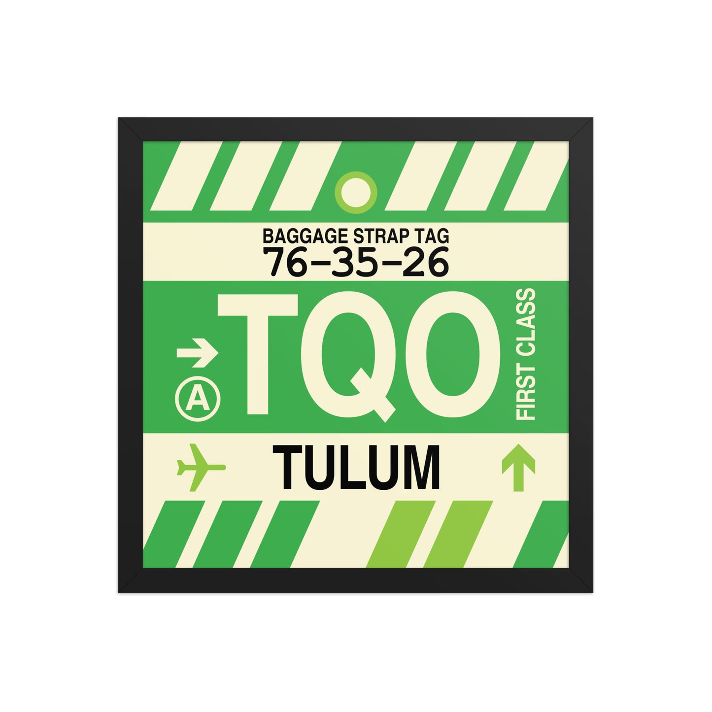 TQO Tulum Framed Print • Jet Age Baggage Tag Design • YHM Designs - Image 04