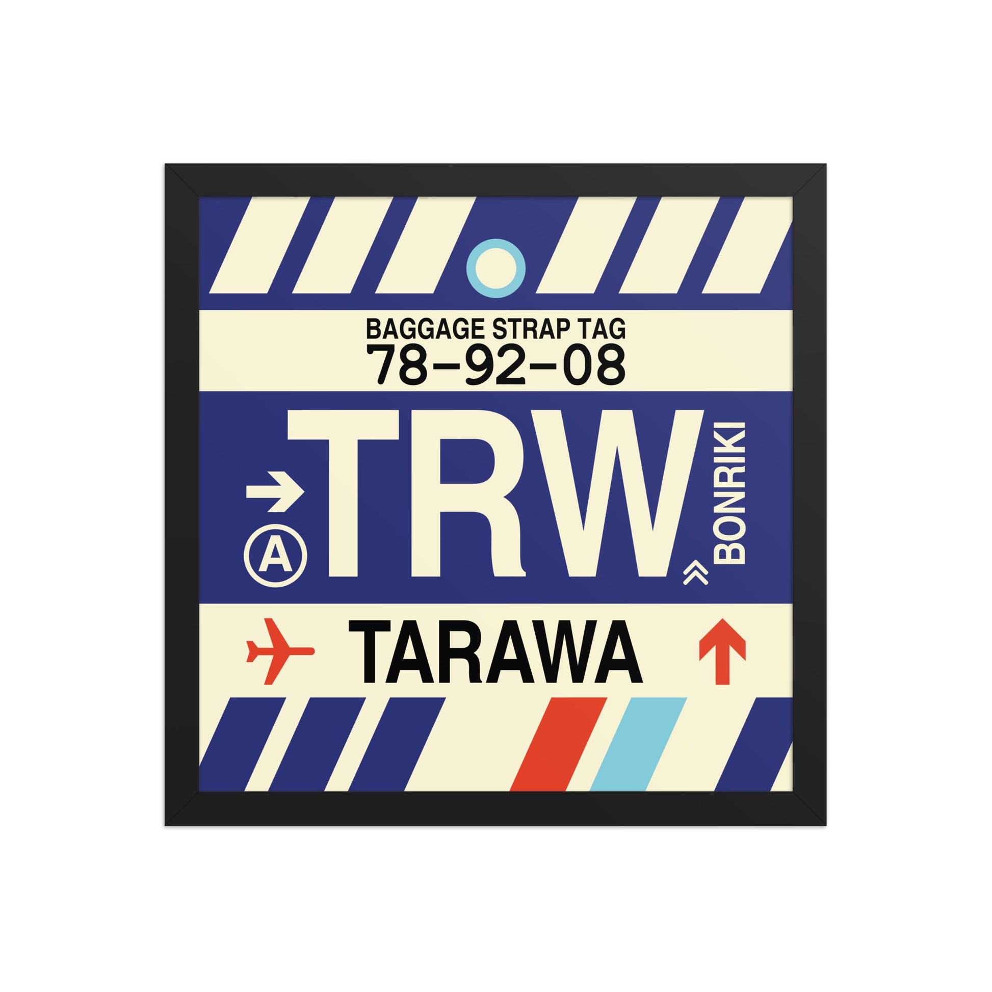 TRW Tarawa Framed Print • Jet Age Baggage Tag Design • YHM Designs - Image 04
