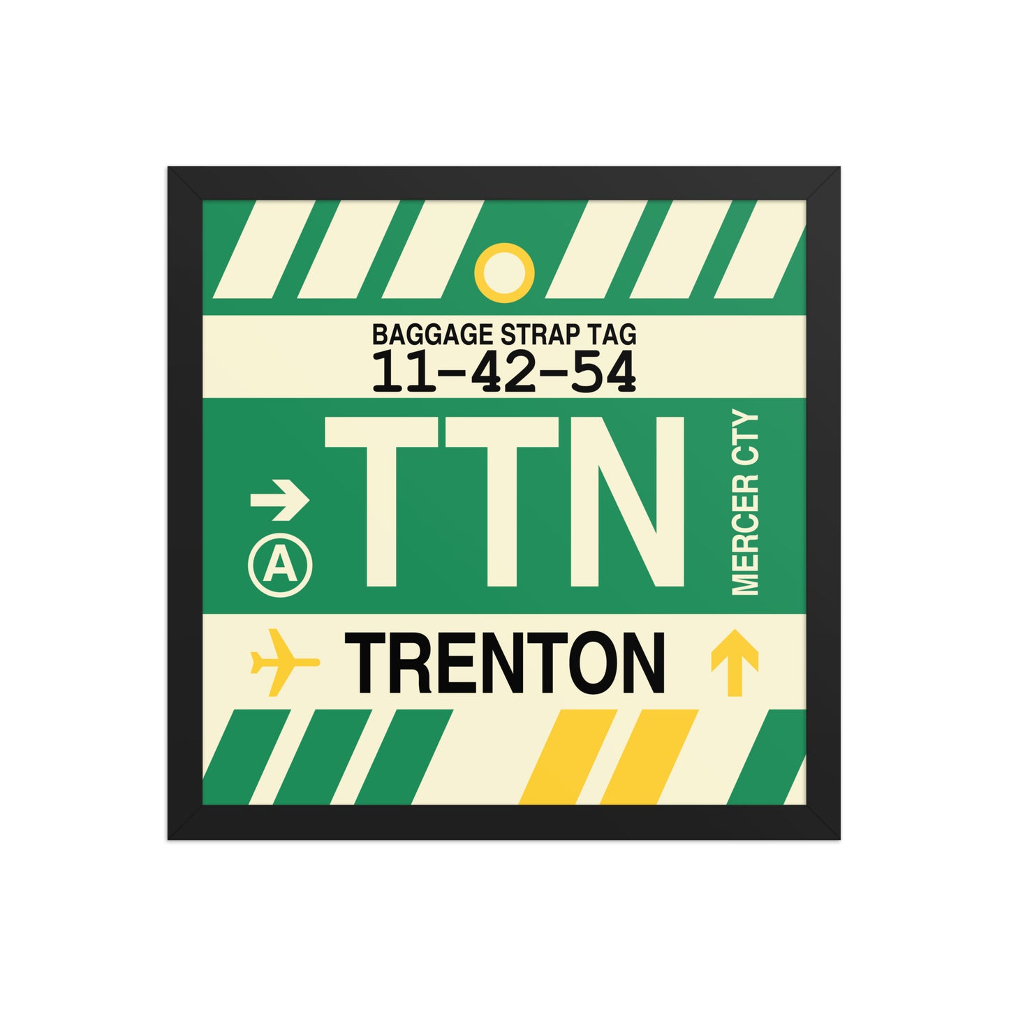 TTN Trenton Framed Print • Jet Age Baggage Tag Design • YHM Designs - Image 04