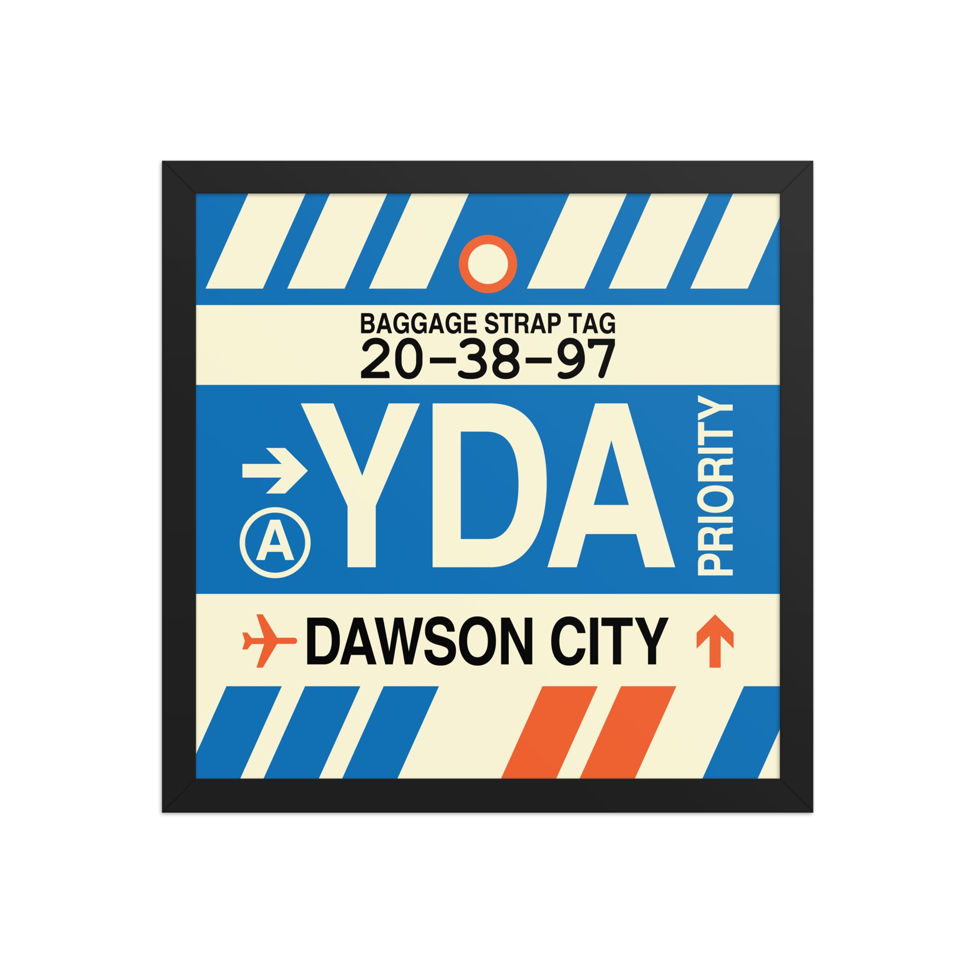 YDA Dawson City Framed Print • Jet Age Baggage Tag Design • YHM Designs - Image 04