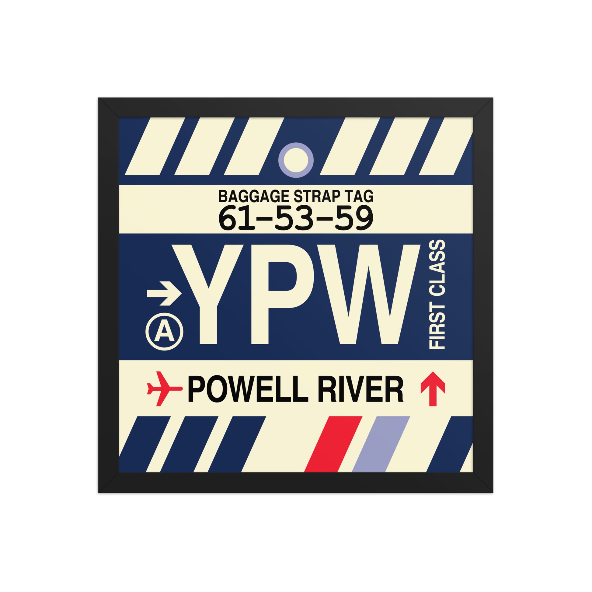 YPW Powell River Framed Print • Jet Age Baggage Tag Design • YHM Designs - Image 04