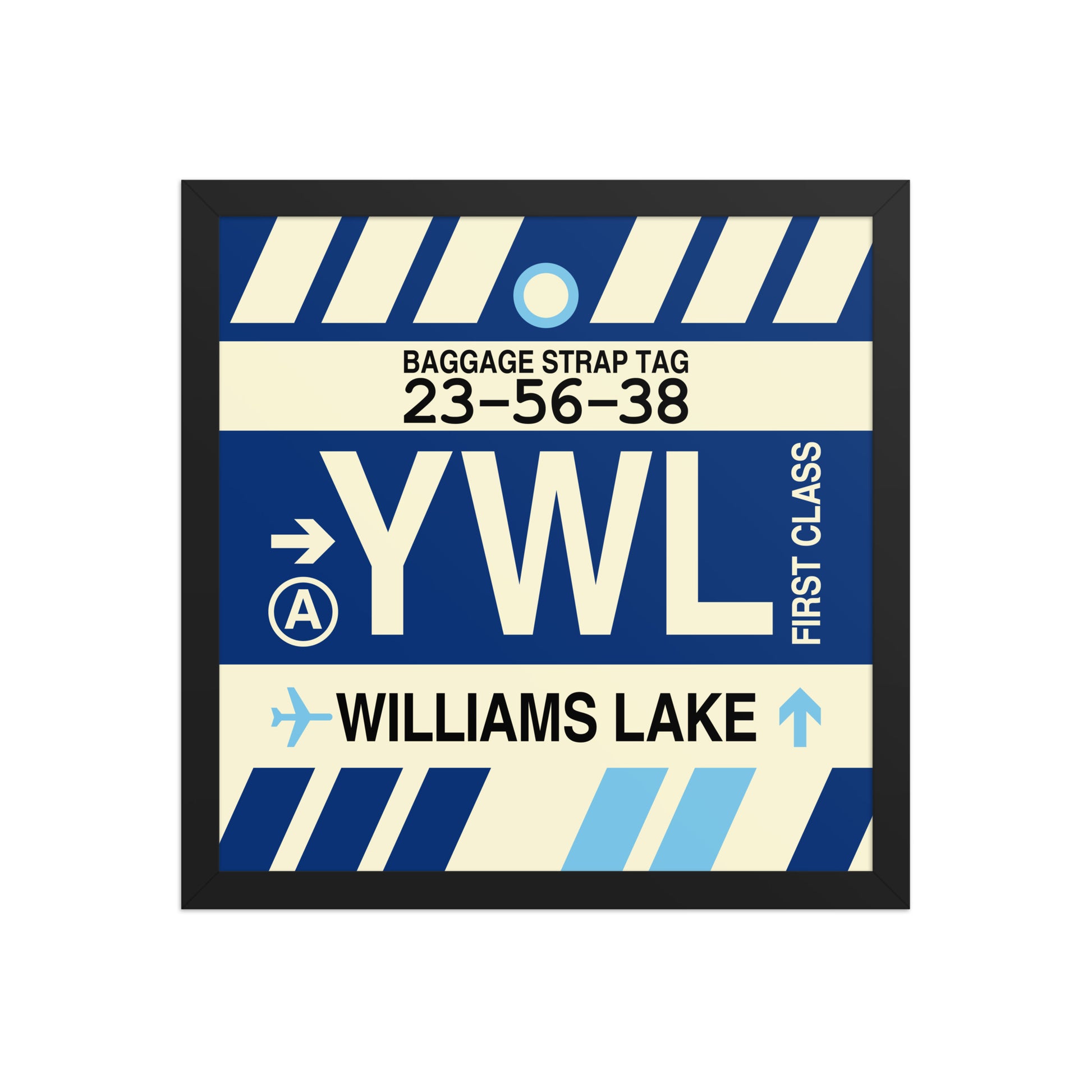 YWL Williams Lake Framed Print • Jet Age Baggage Tag Design • YHM Designs - Image 04