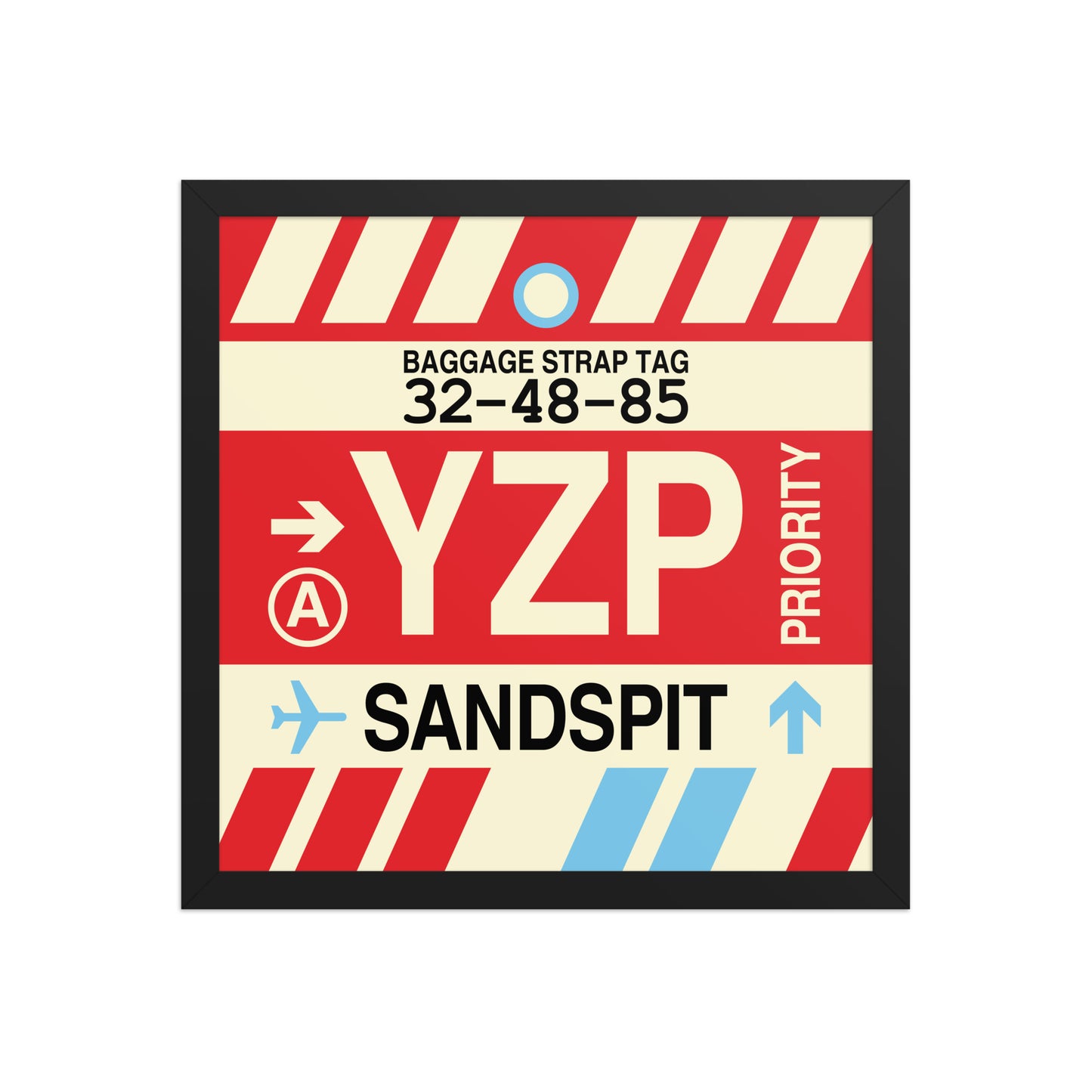YZP Sandspit Framed Print • Jet Age Baggage Tag Design • YHM Designs - Image 04