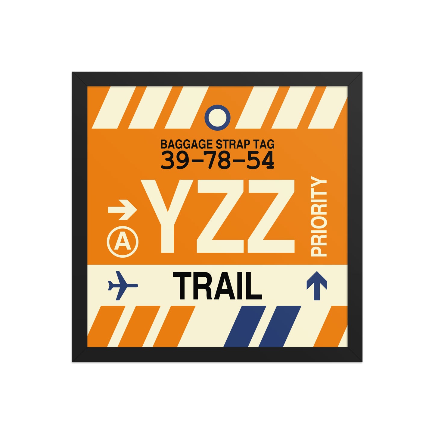 YZZ Trail Framed Print • Jet Age Baggage Tag Design • YHM Designs - Image 04