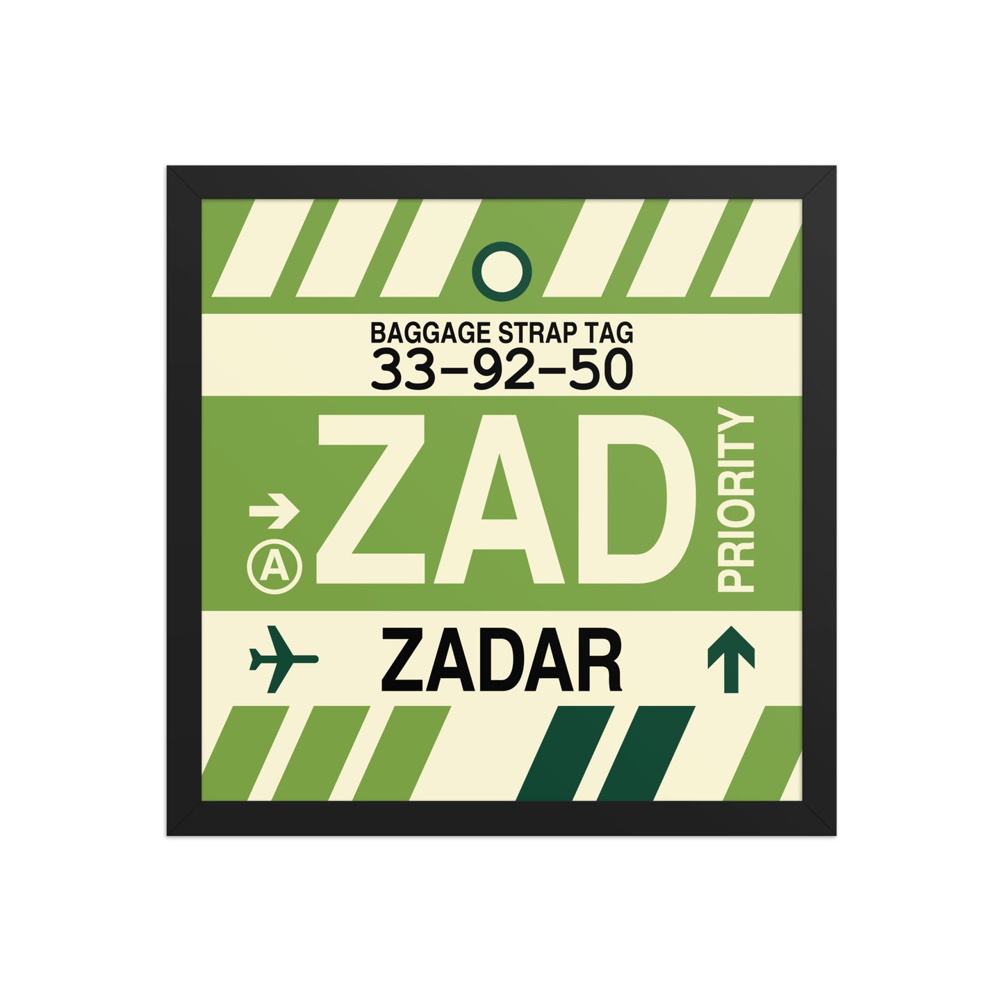 ZAD Zadar Framed Print • Jet Age Baggage Tag Design • YHM Designs - Image 04