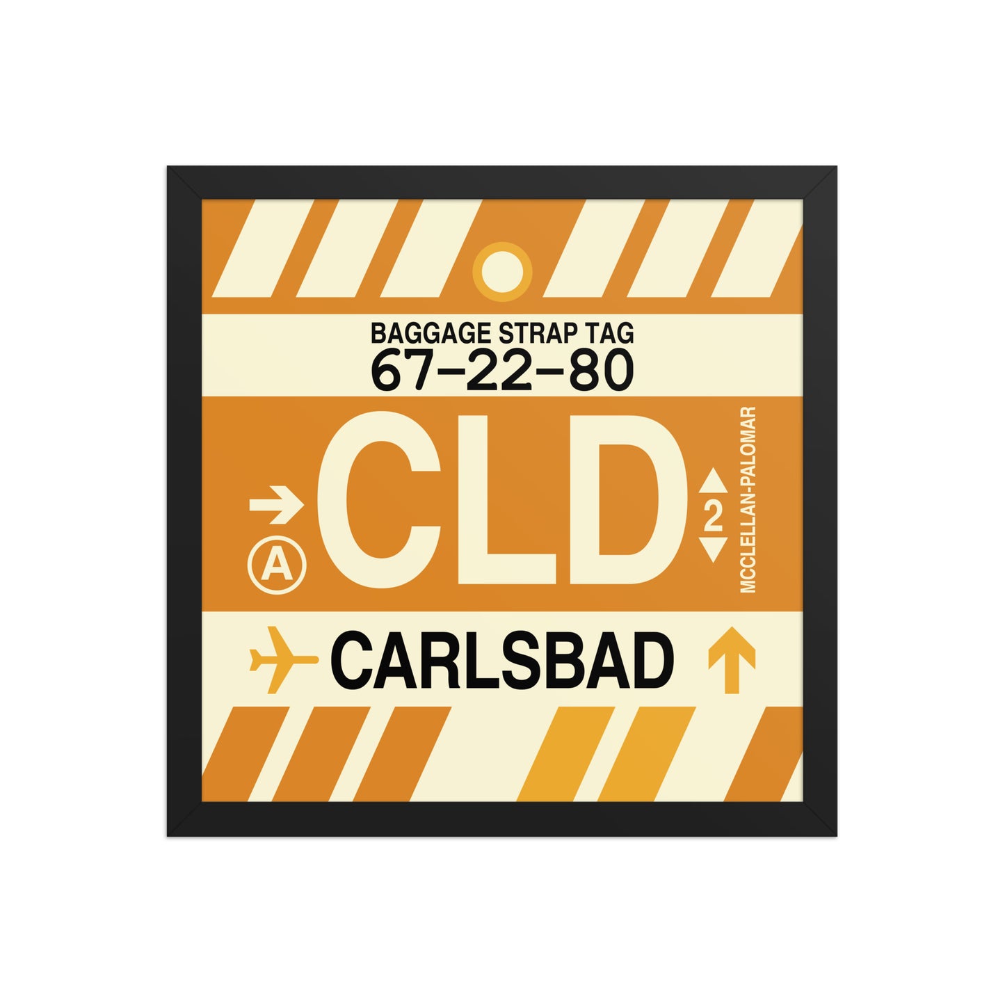 CLD Carlsbad Framed Print • Jet Age Baggage Tag Design • YHM Designs - Image 04