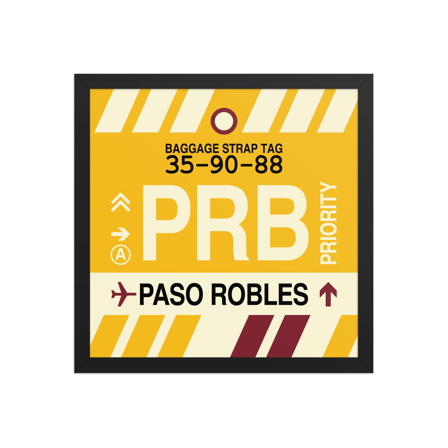 PRB Paso Robles Framed Print • Jet Age Baggage Tag Design • YHM Designs - Image 04