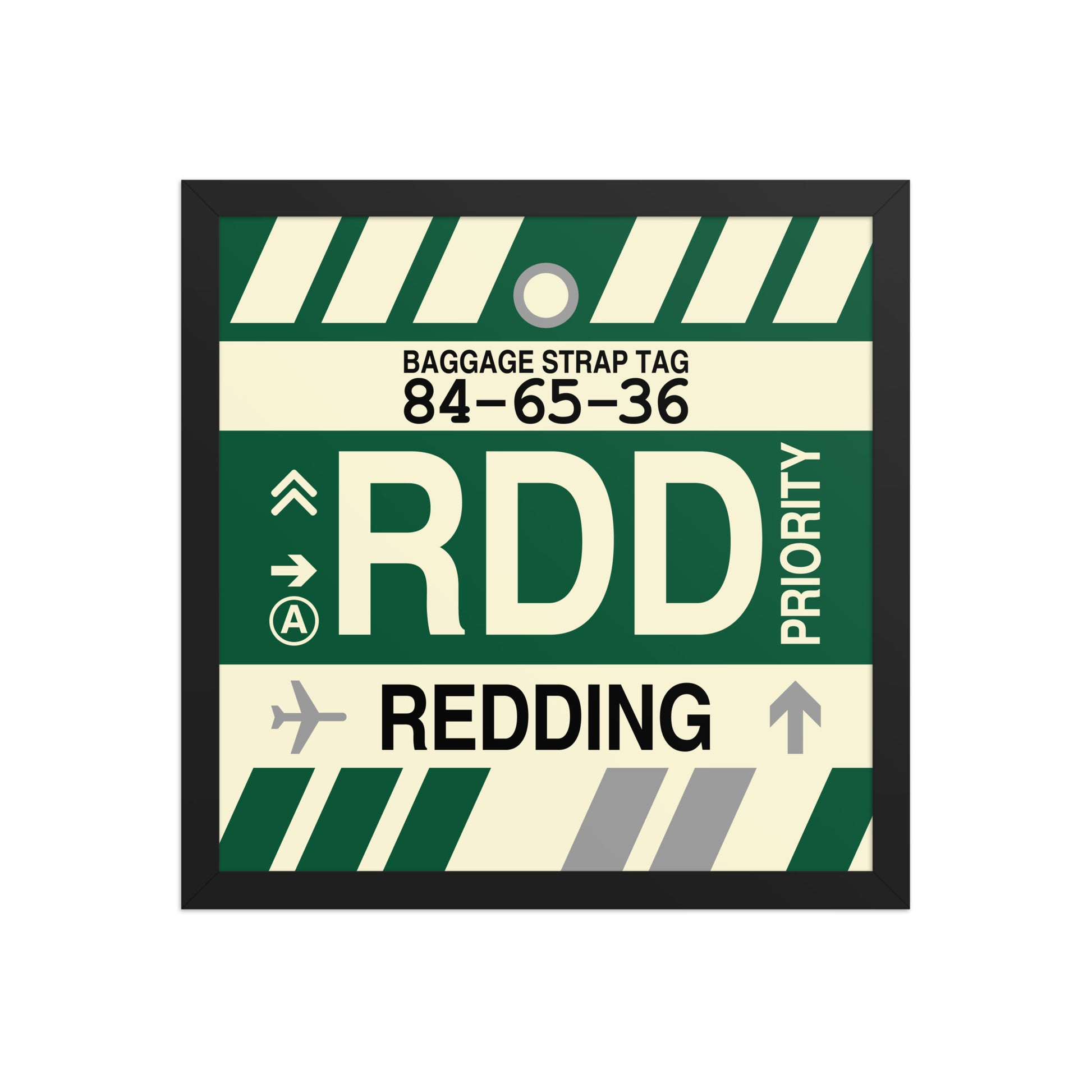 RDD Redding Framed Print • Jet Age Baggage Tag Design • YHM Designs - Image 04