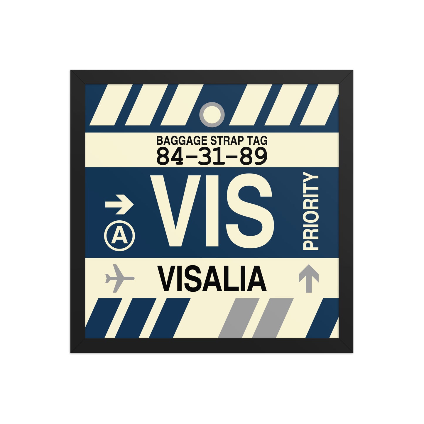 VIS Visalia Framed Print • Jet Age Baggage Tag Design • YHM Designs - Image 04