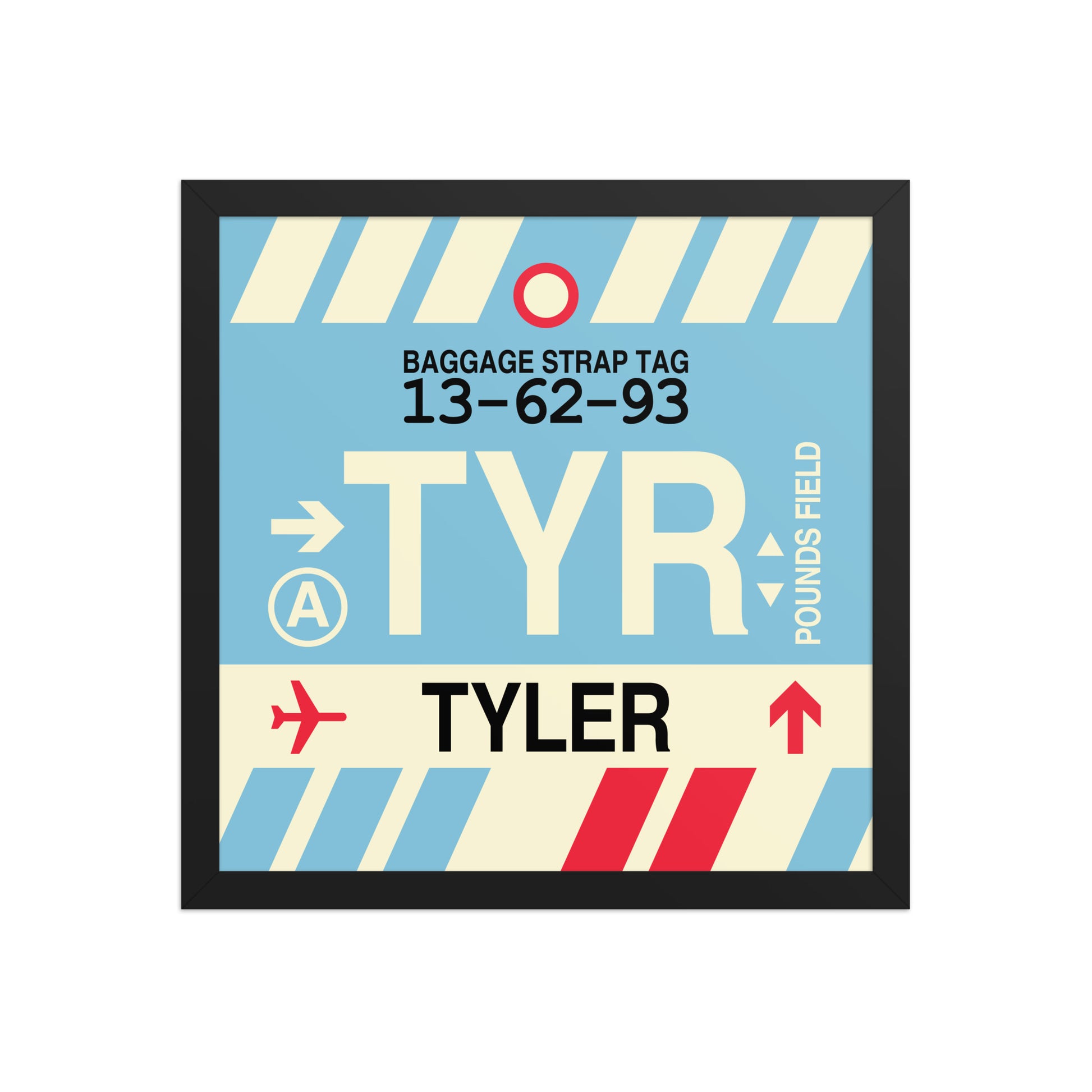 TYR Tyler Framed Print • Jet Age Baggage Tag Design • YHM Designs - Image 04