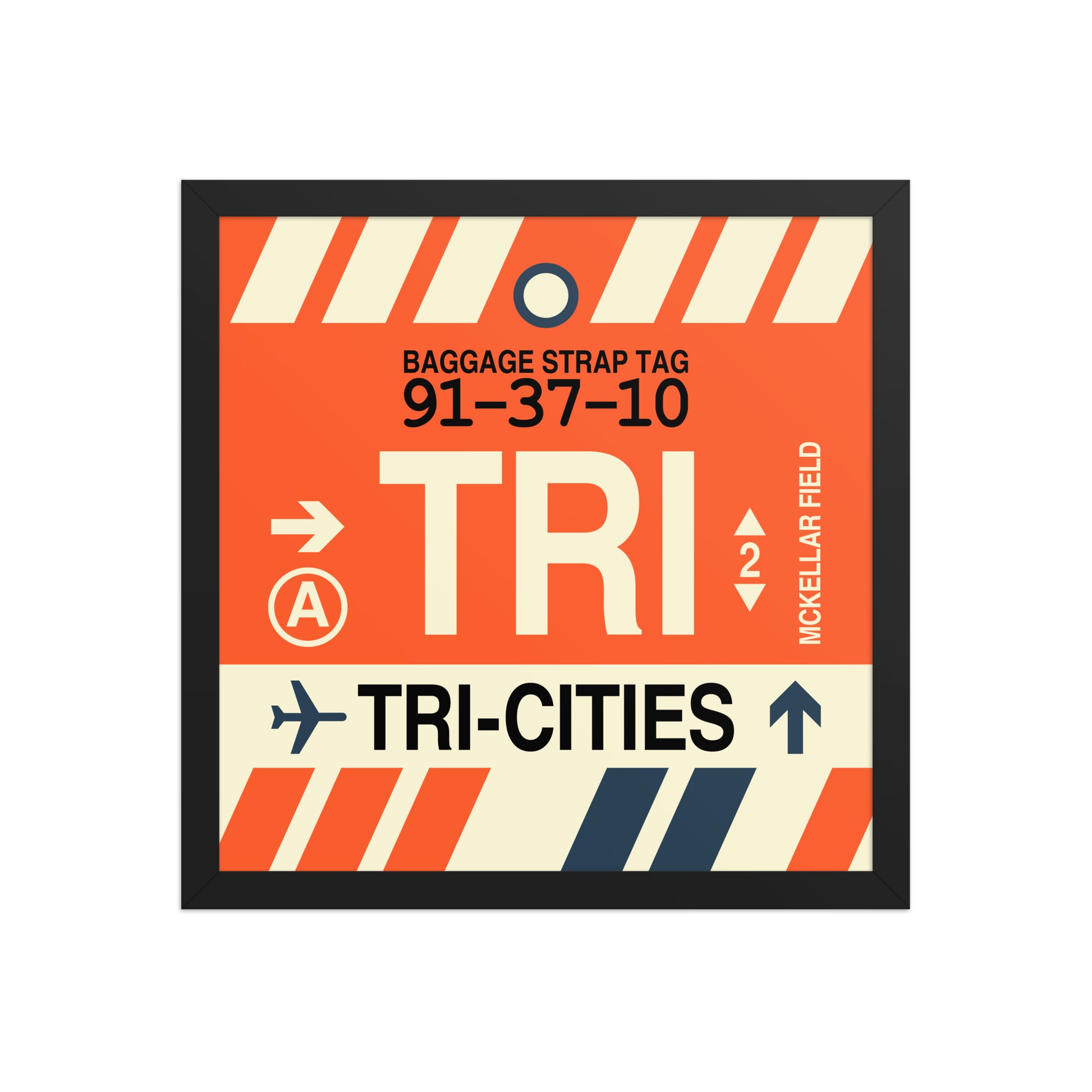TRI Tri-Cities Framed Print • Jet Age Baggage Tag Design • YHM Designs - Image 04