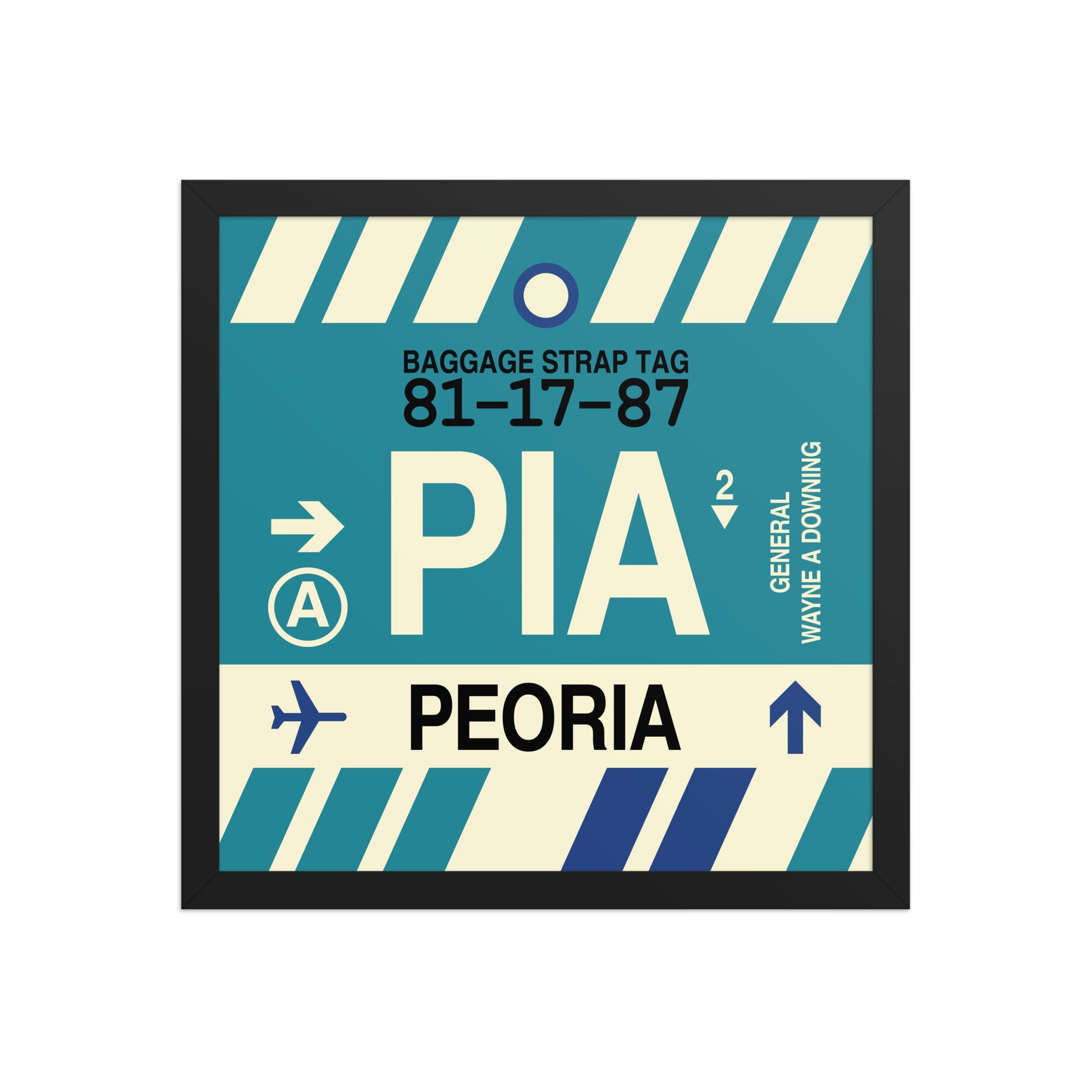 PIA Peoria Framed Print • Jet Age Baggage Tag Design • YHM Designs - Image 07