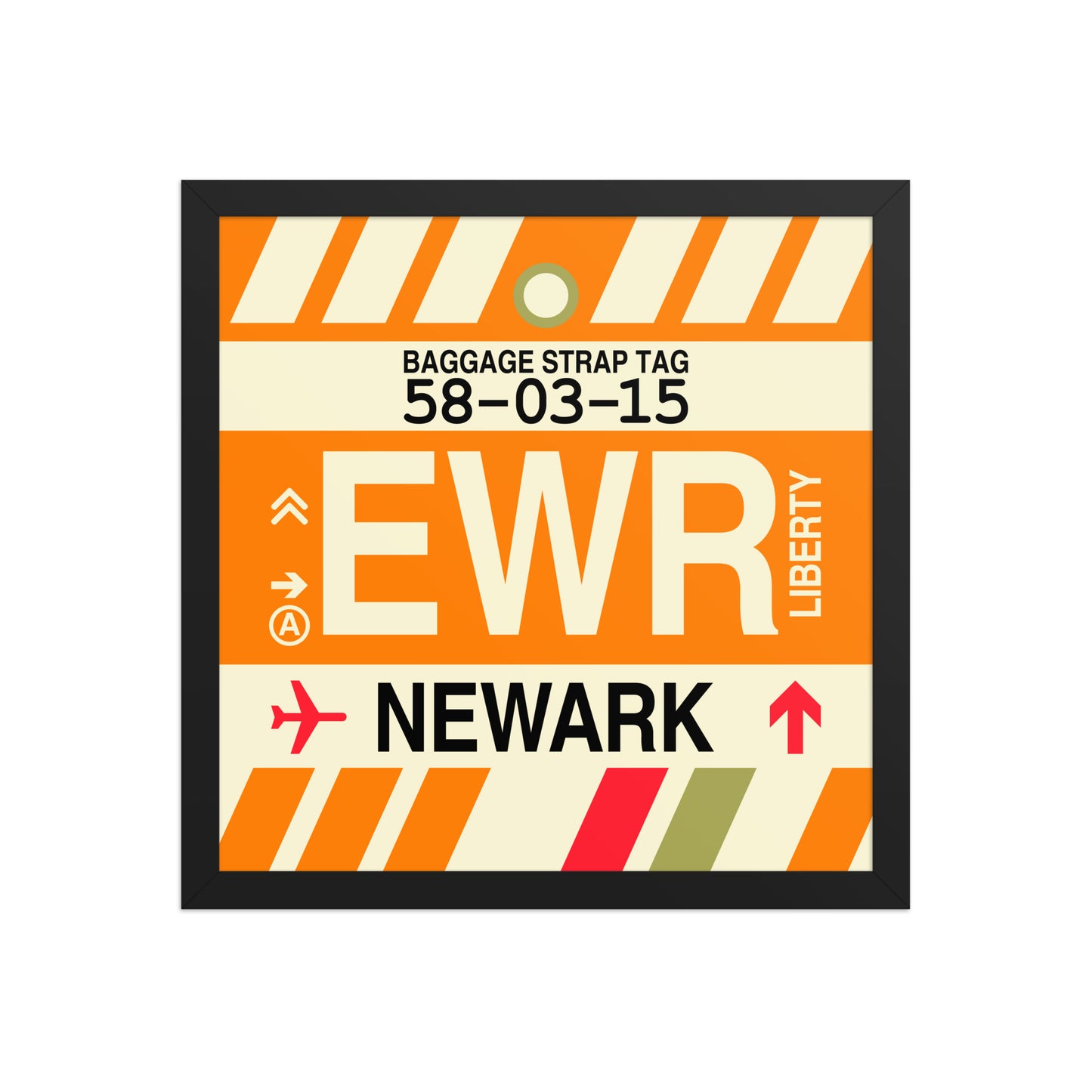 EWR Newark Framed Print • Jet Age Baggage Tag Design • YHM Designs - Image 07