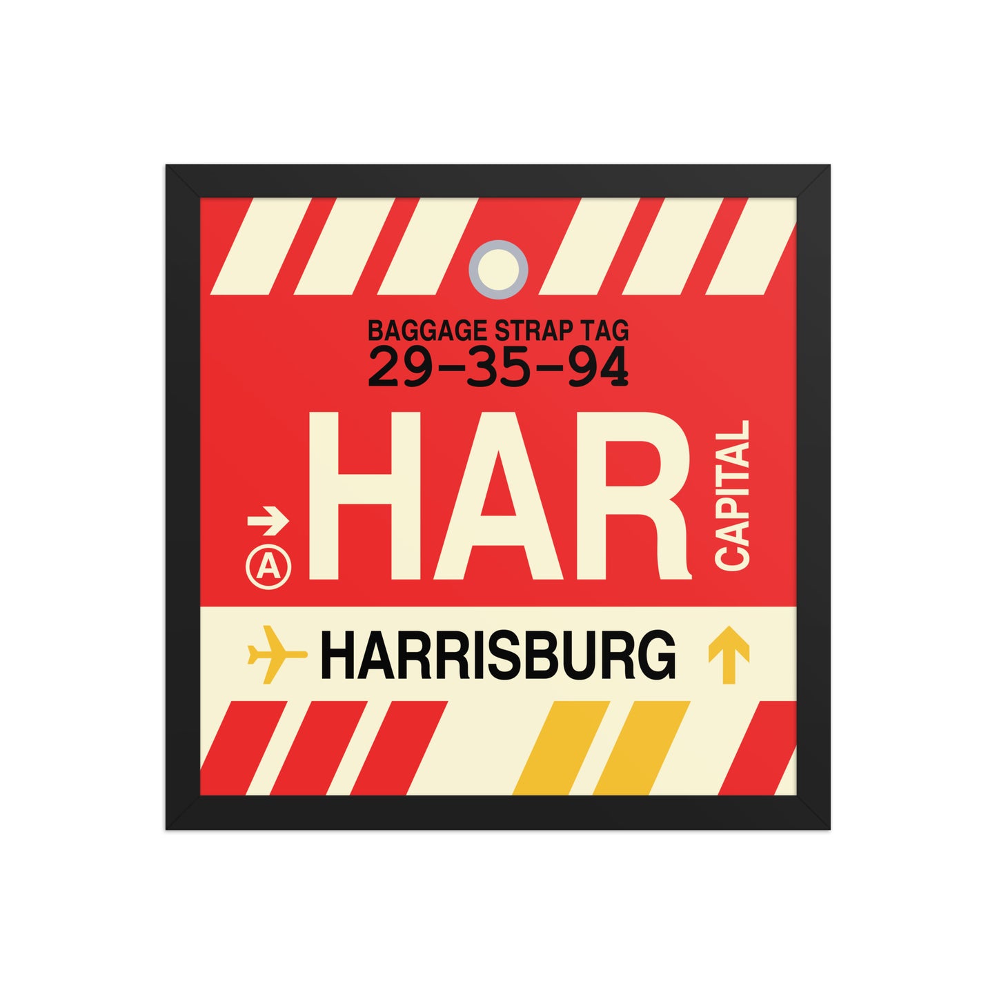 HAR Harrisburg Framed Print • Jet Age Baggage Tag Design • YHM Designs - Image 07