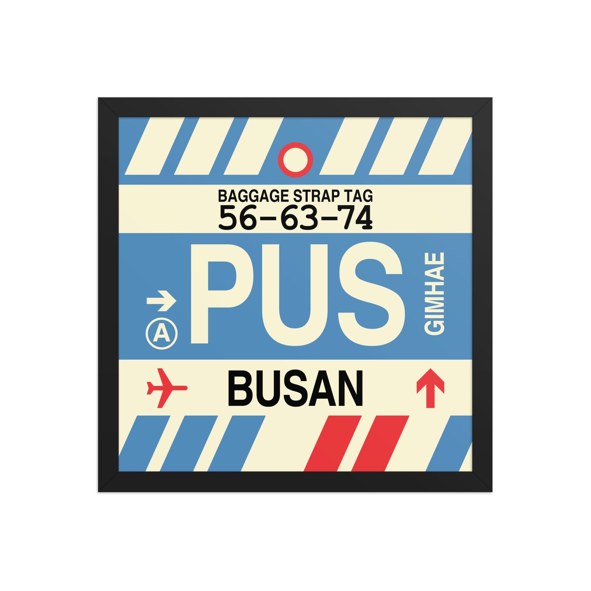 PUS Busan Framed Print • Jet Age Baggage Tag Design • YHM Designs - Image 07
