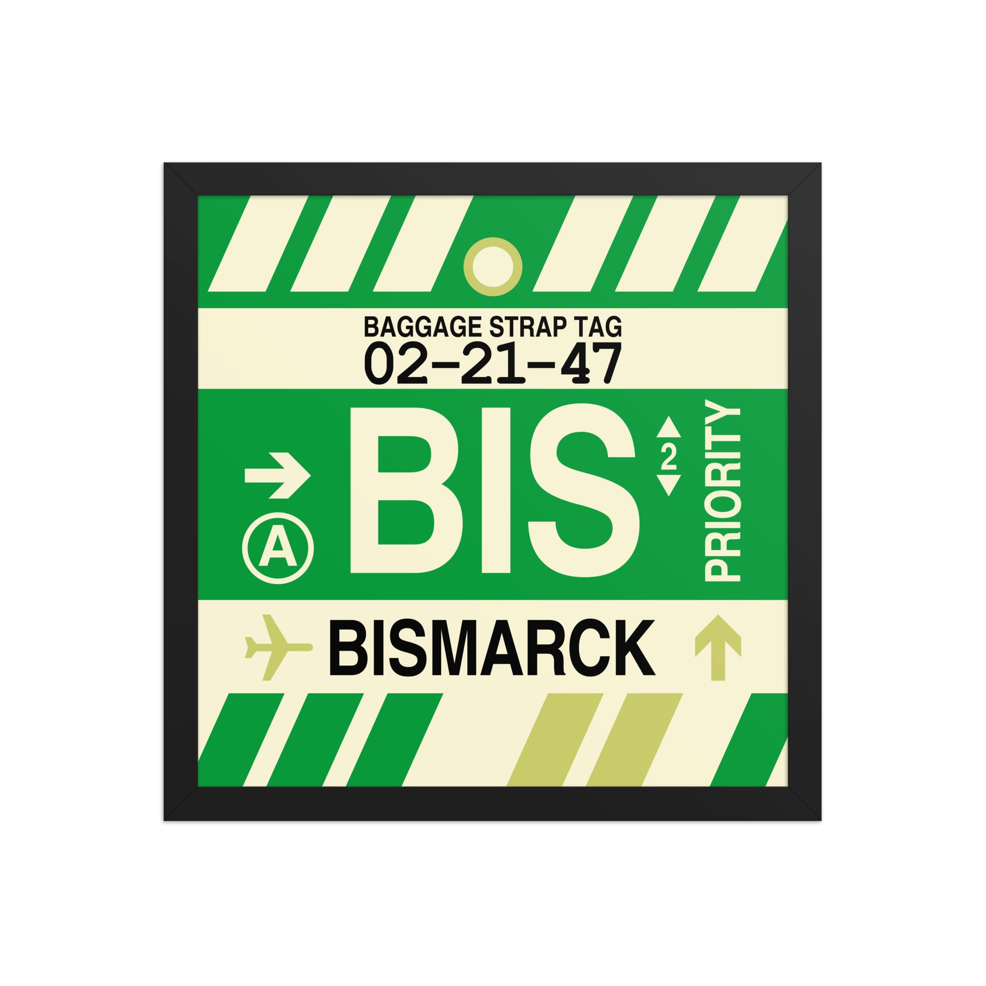 BIS Bismarck Framed Print • Jet Age Baggage Tag Design • YHM Designs - Image 07