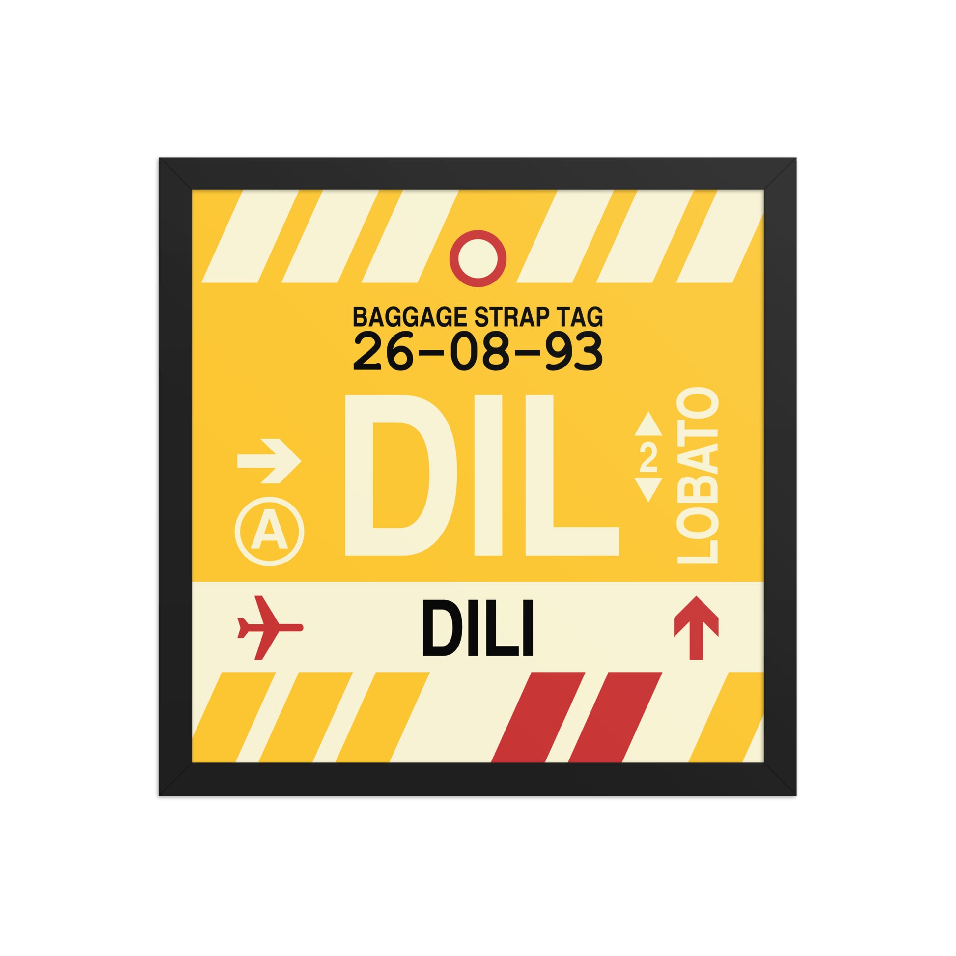 DIL Dili Framed Print • Jet Age Baggage Tag Design • YHM Designs - Image 04