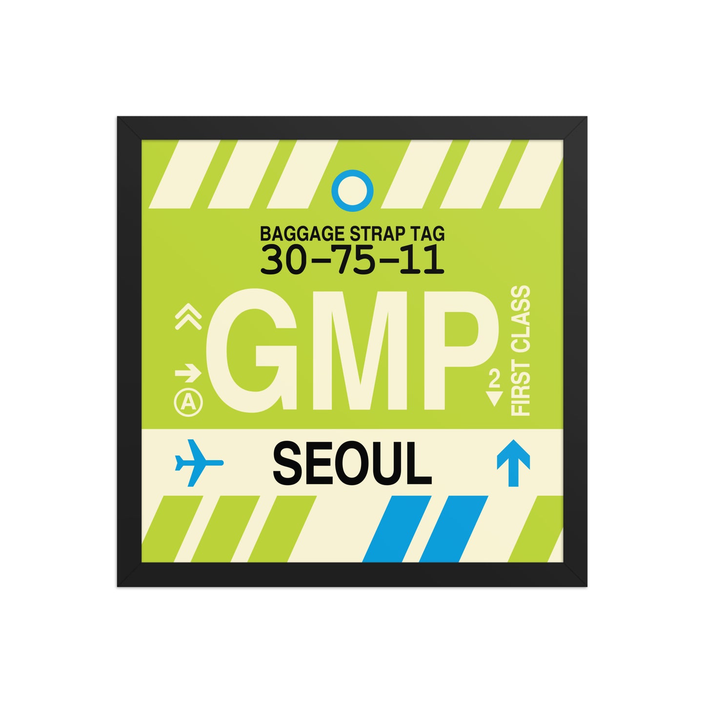 GMP Seoul Framed Print • Jet Age Baggage Tag Design • YHM Designs - Image 04