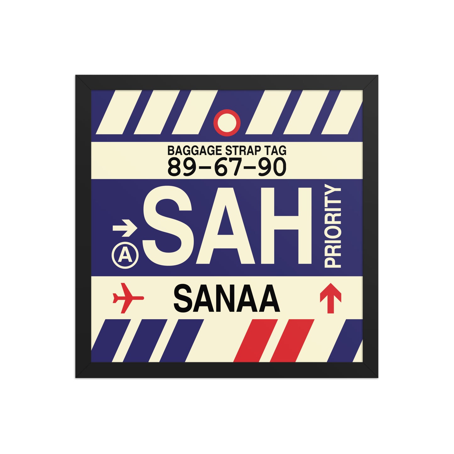 SAH Sanaa Framed Print • Jet Age Baggage Tag Design • YHM Designs - Image 04