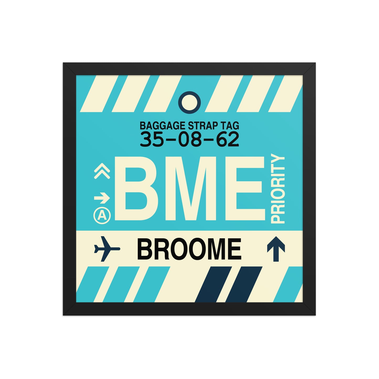 BME Broome Framed Print • Jet Age Baggage Tag Design • YHM Designs - Image 04
