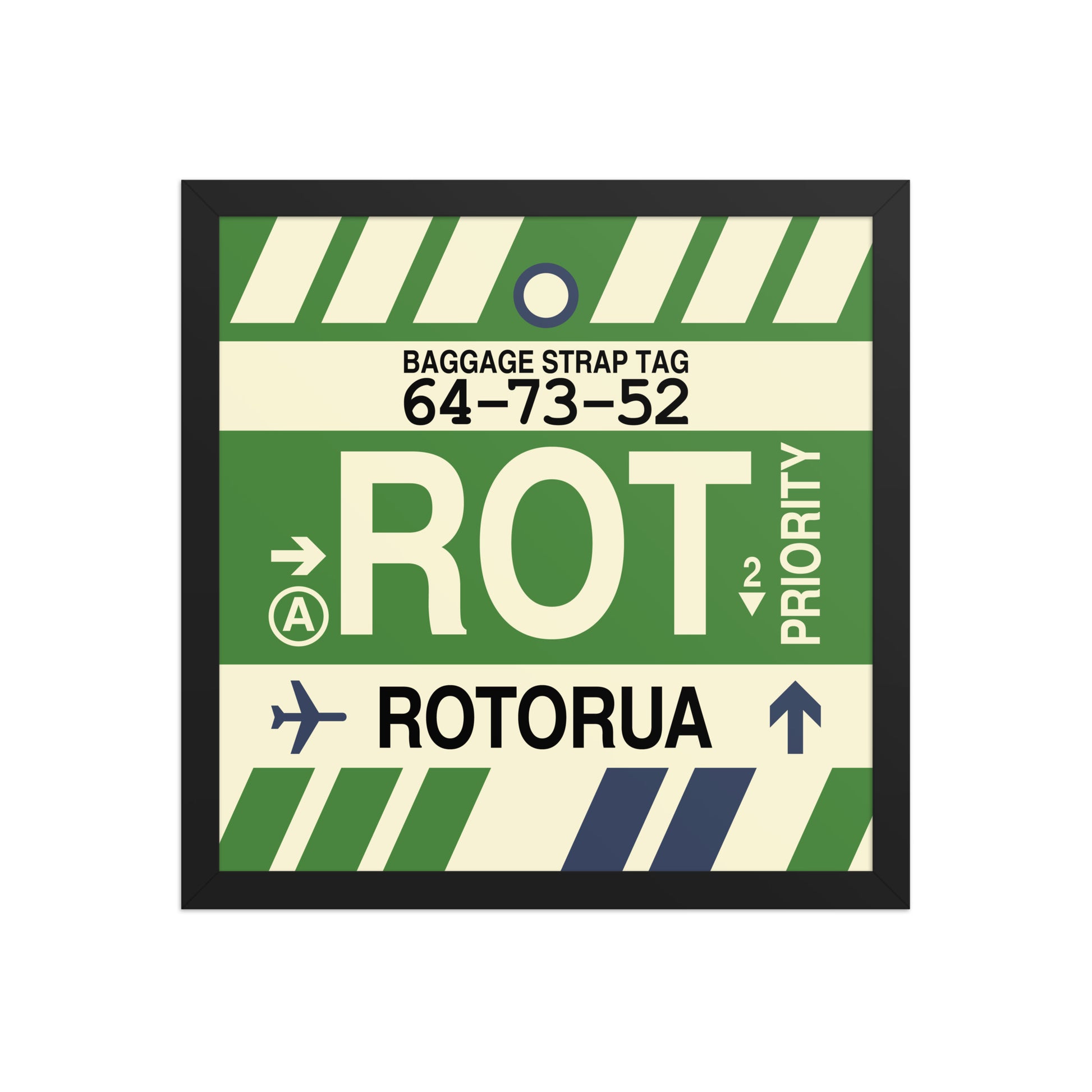 ROT Rotorua Framed Print • Jet Age Baggage Tag Design • YHM Designs - Image 04