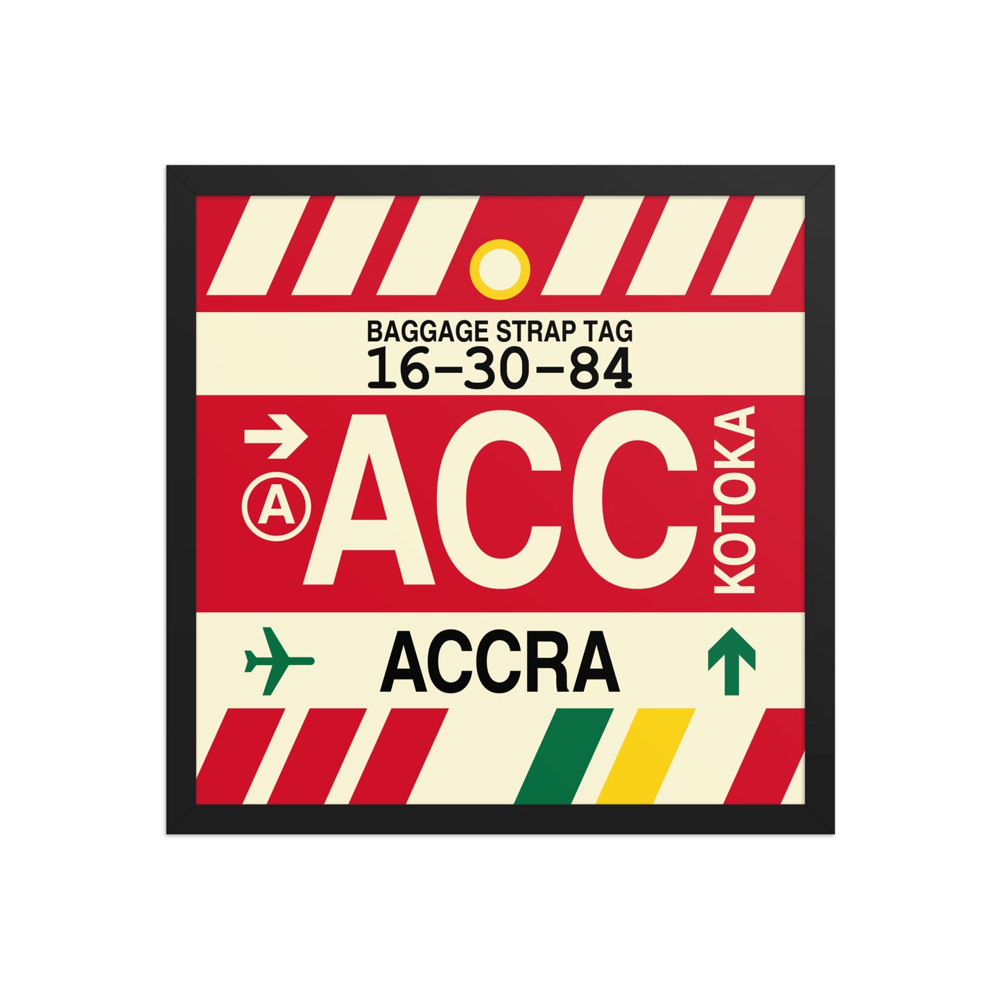 ACC Accra Framed Print • Jet Age Baggage Tag Design • YHM Designs - Image 05