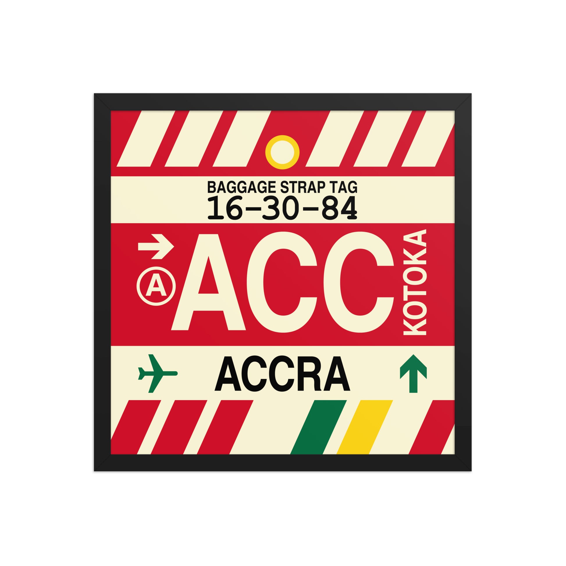 ACC Accra Framed Print • Jet Age Baggage Tag Design • YHM Designs - Image 05